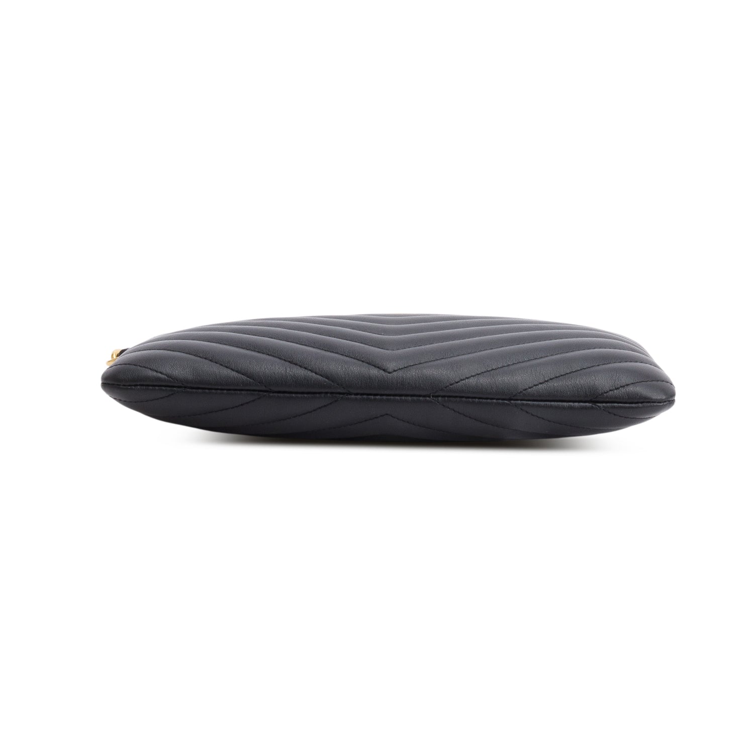 Saint Laurent Black Calfskin Matelasse Monogram Cassandre A5 Pouch w/ Box