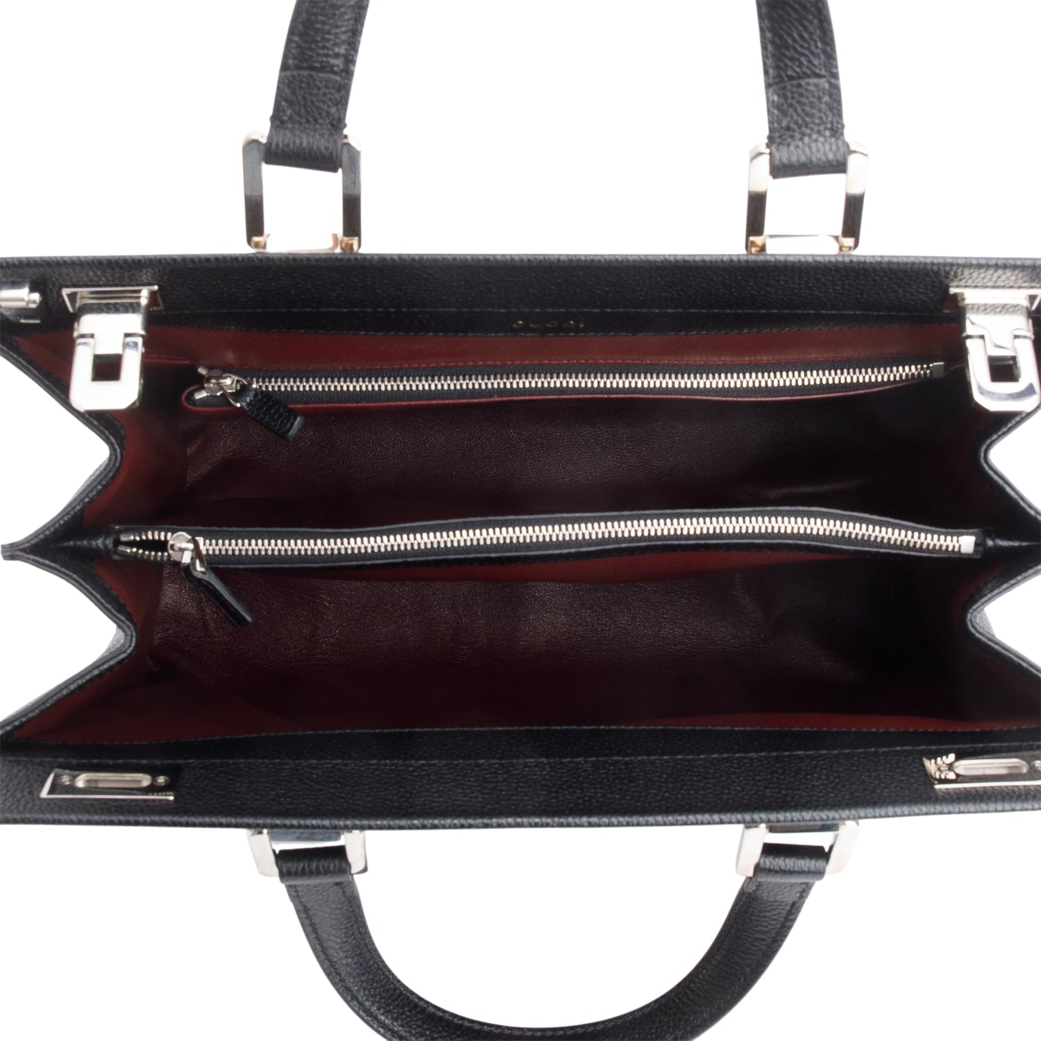 Gucci Black Grainy Calfskin Medium Zumi Top Handle w/ Box & Strap