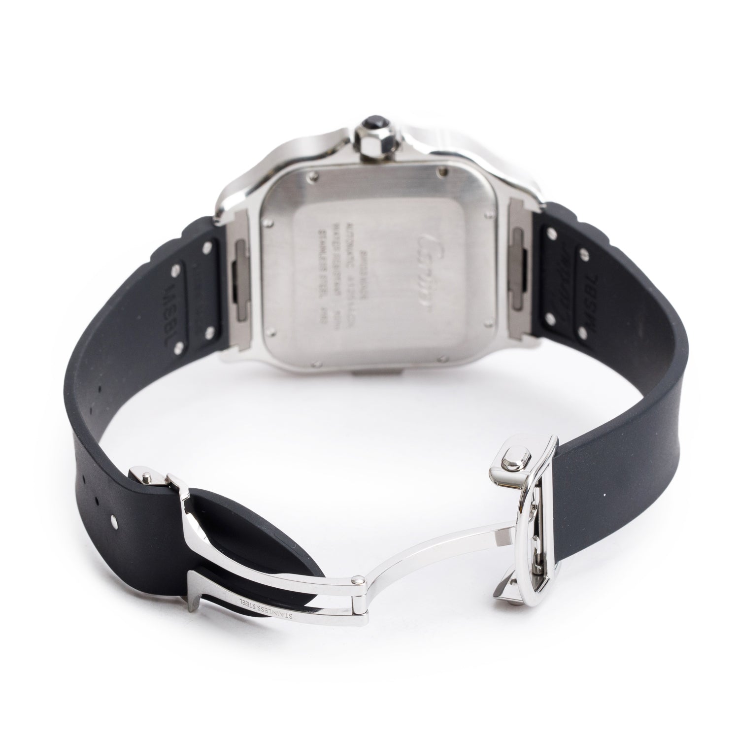 Cartier Stainless Steel & ADLC Santos de Cartier Automatic Chronograph Watch, Extra-Large Model 4183 w/ Box, Papers & Extra Strap