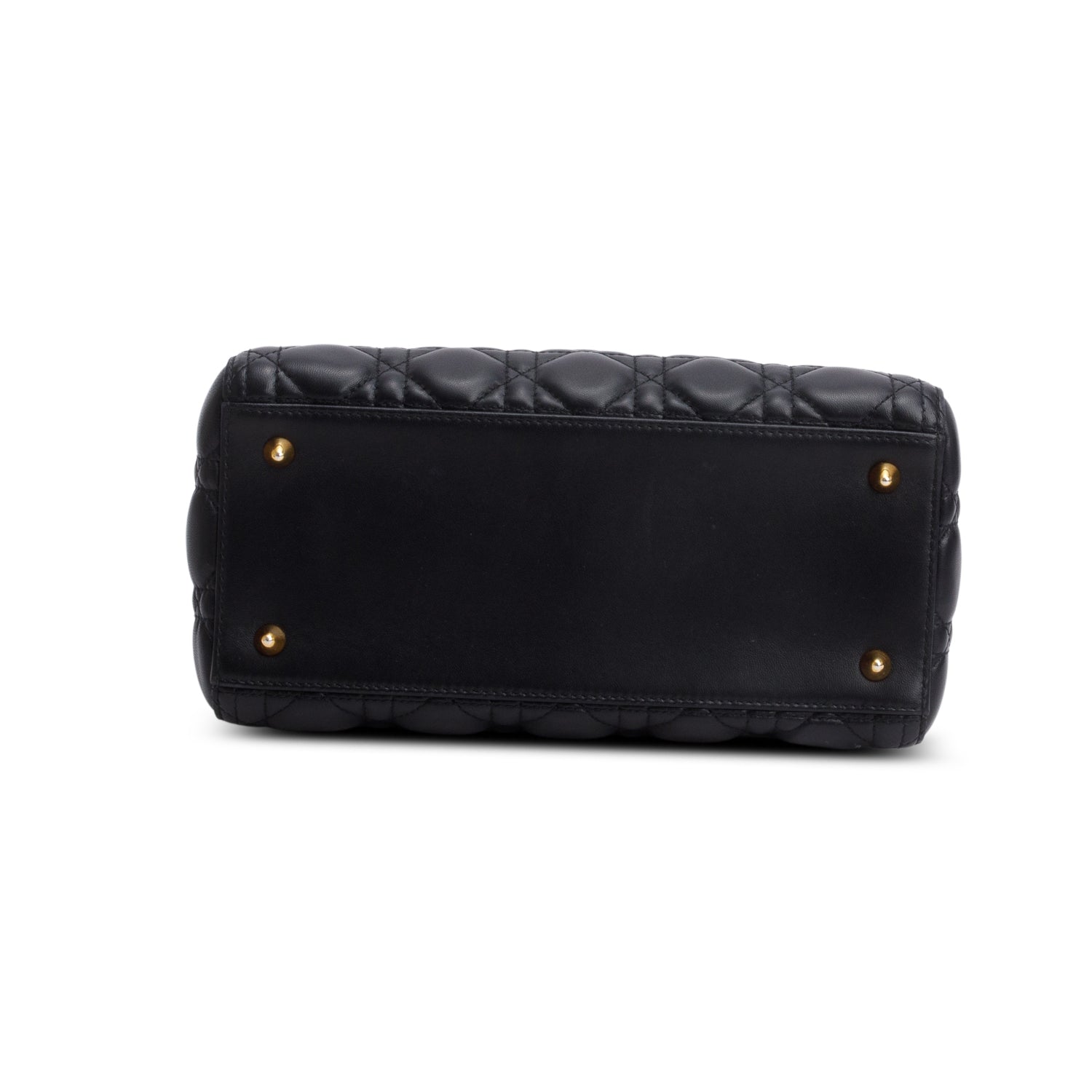 Christian Dior Black Cannage Lambskin Leather Medium Lady Dior Bag w/ Authenticity Card. Strap & Receipt