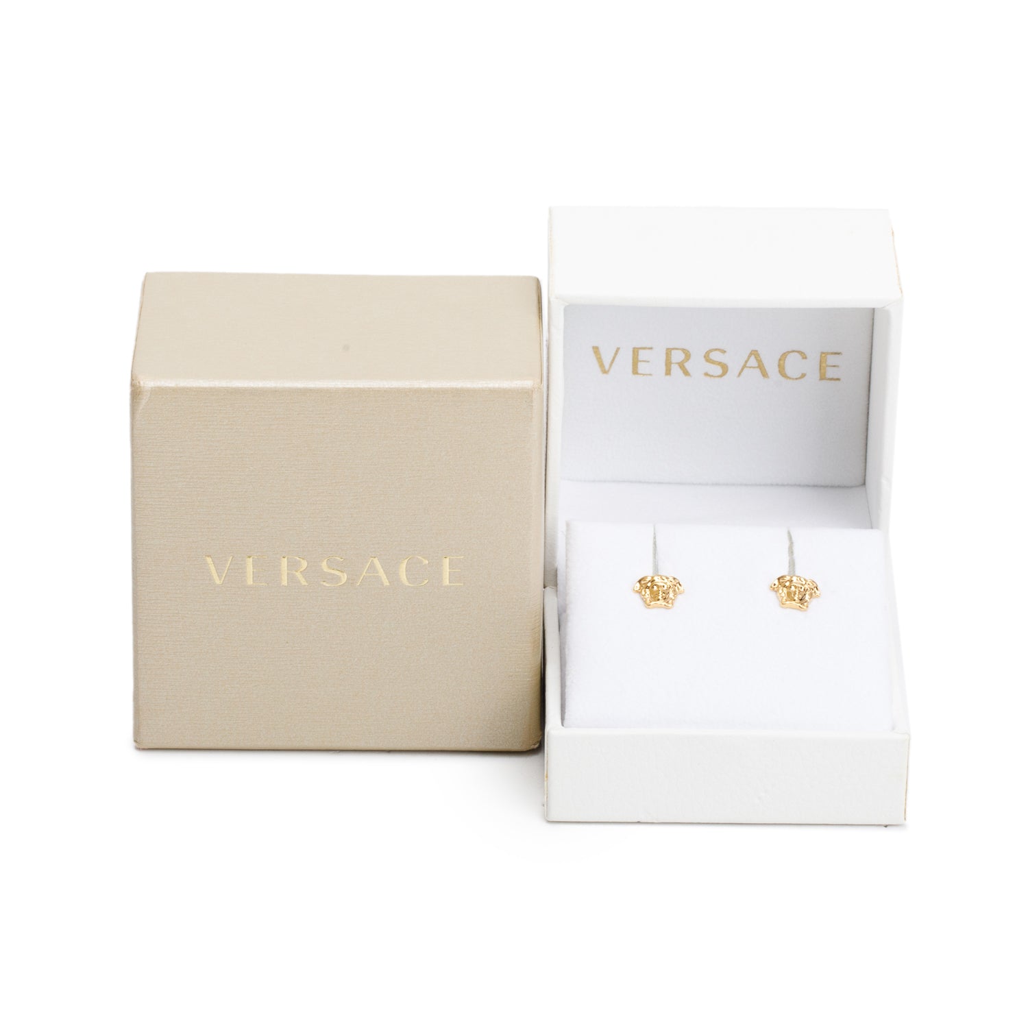 Versace Gold-Plated Medusa Stud Earrings w/ Box