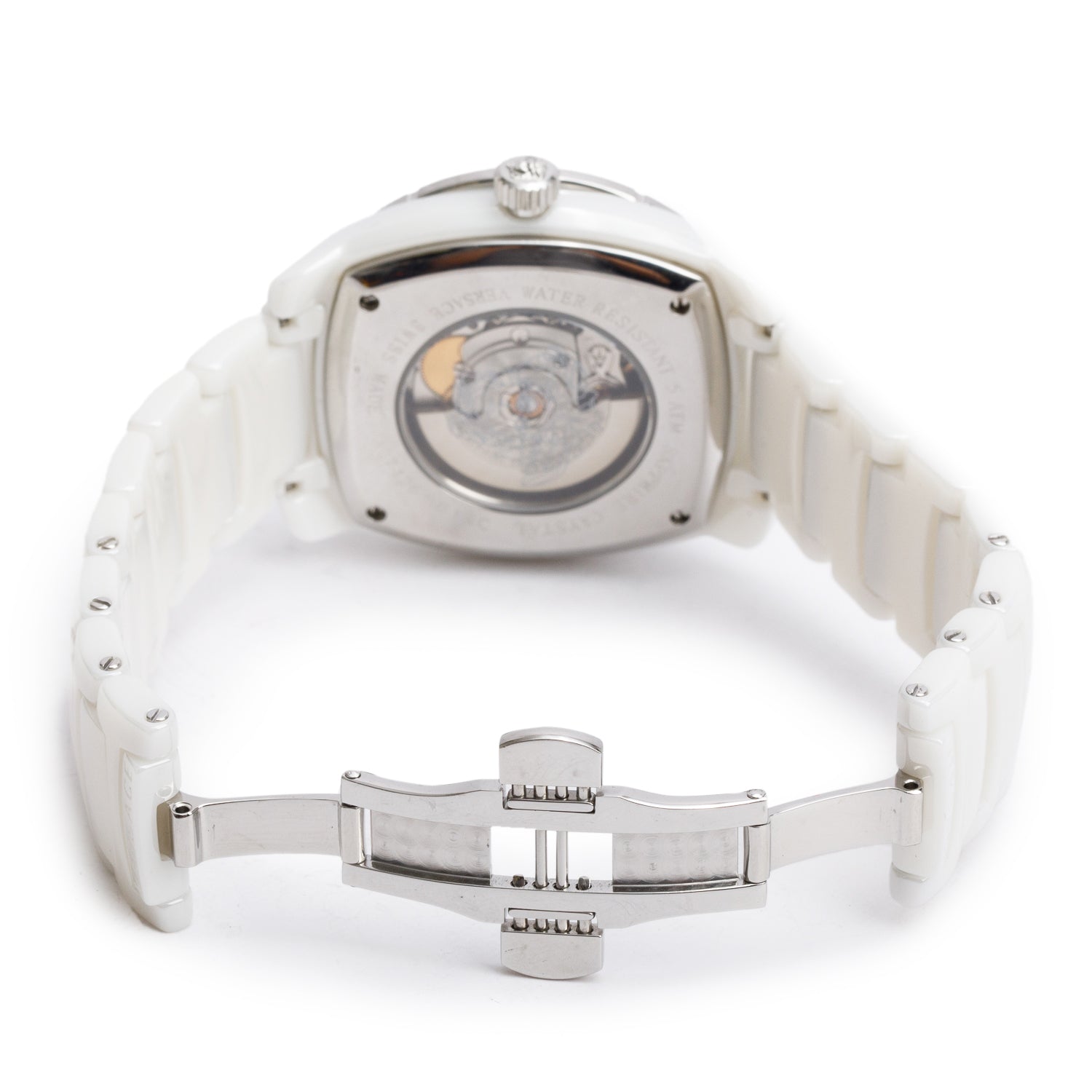 Versace Stainless Steel & White Ceramic DV One 41 MM Automatic Watch Diamond Mother of Pearl Dial w/ Box & Papers