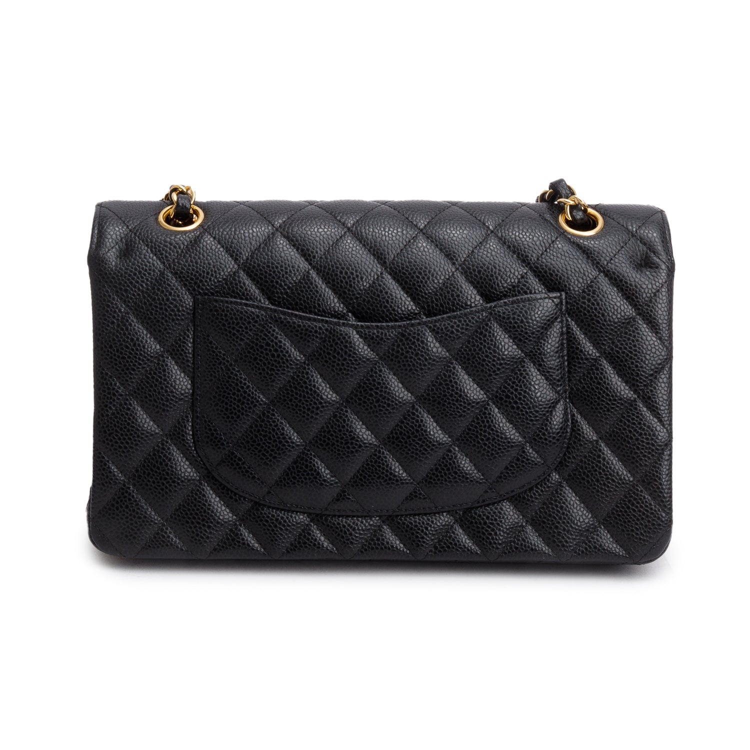 Chanel Black Caviar Classic Medium Double Flap Bag w/ Authenticity Card