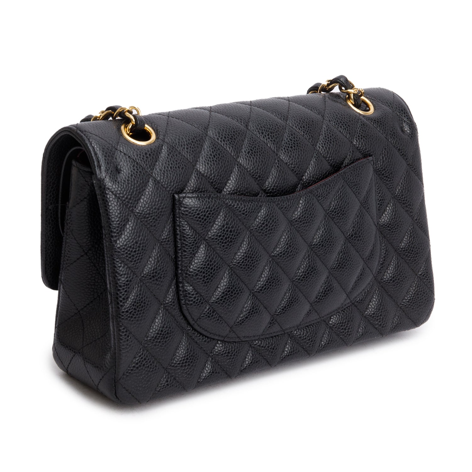 Chanel Black Caviar Classic Medium Double Flap Bag w/ Authenticity Card