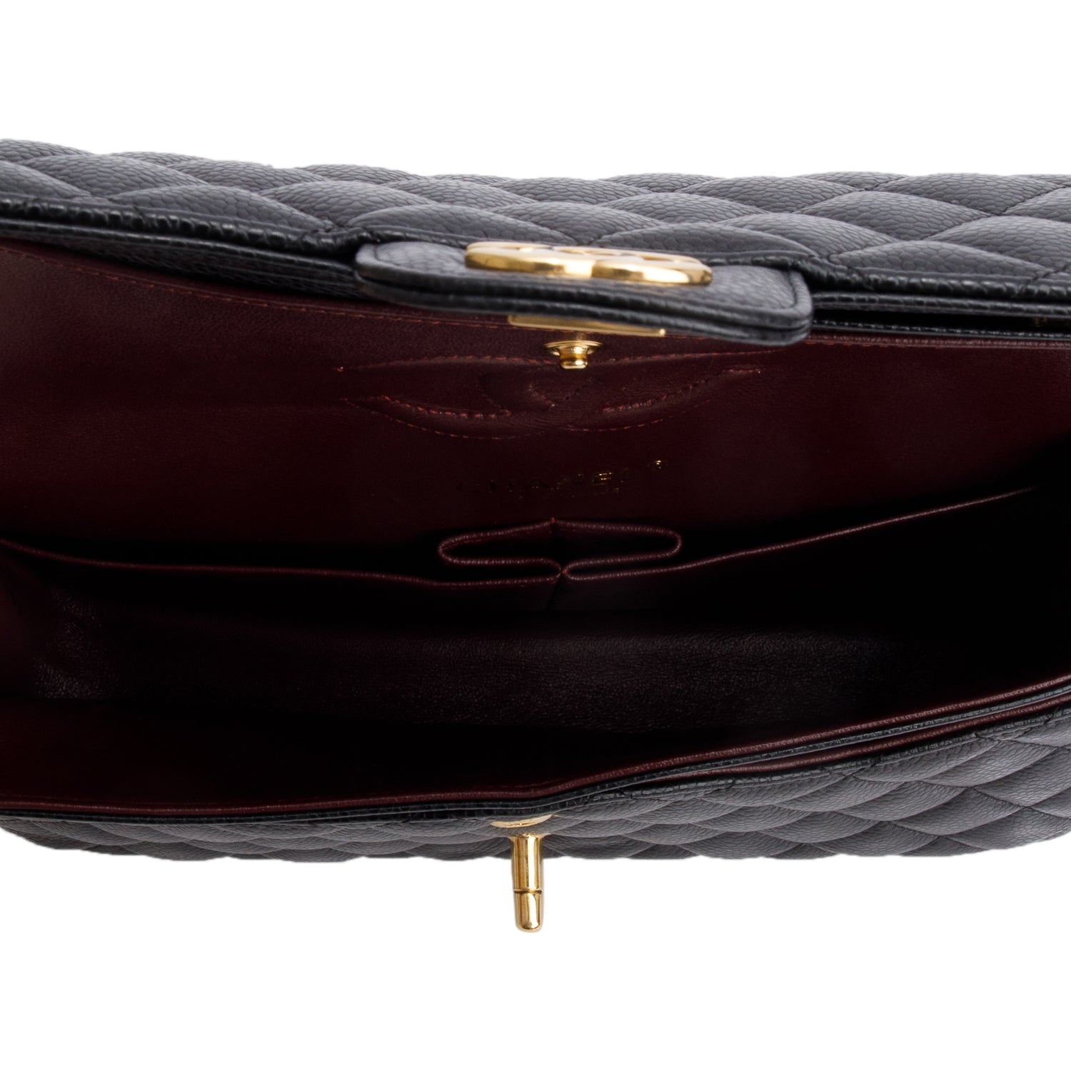 Chanel Black Caviar Classic Medium Double Flap Bag w/ Authenticity Card