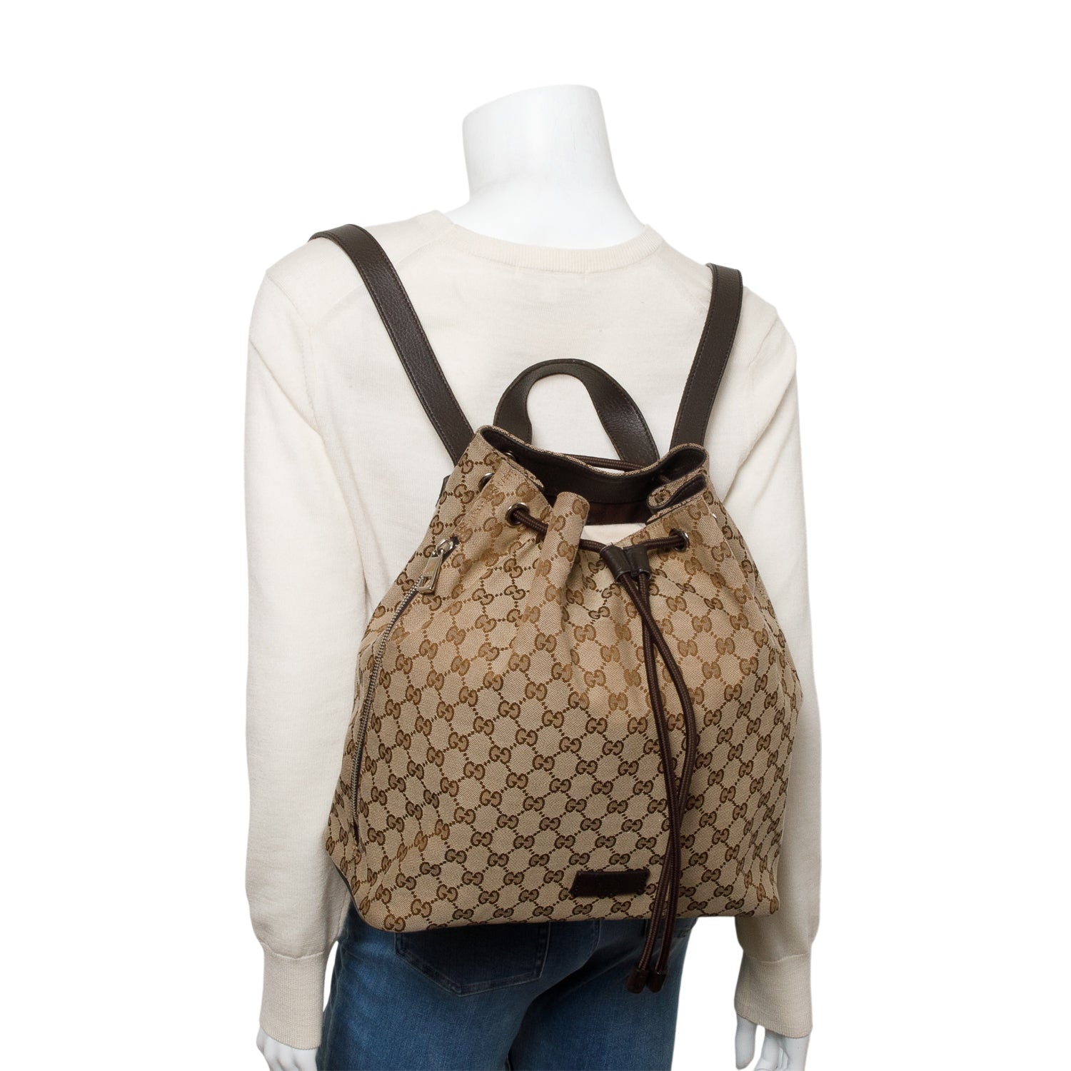 Gucci Monogram Dollar Calfskin O Drawstring Backpack