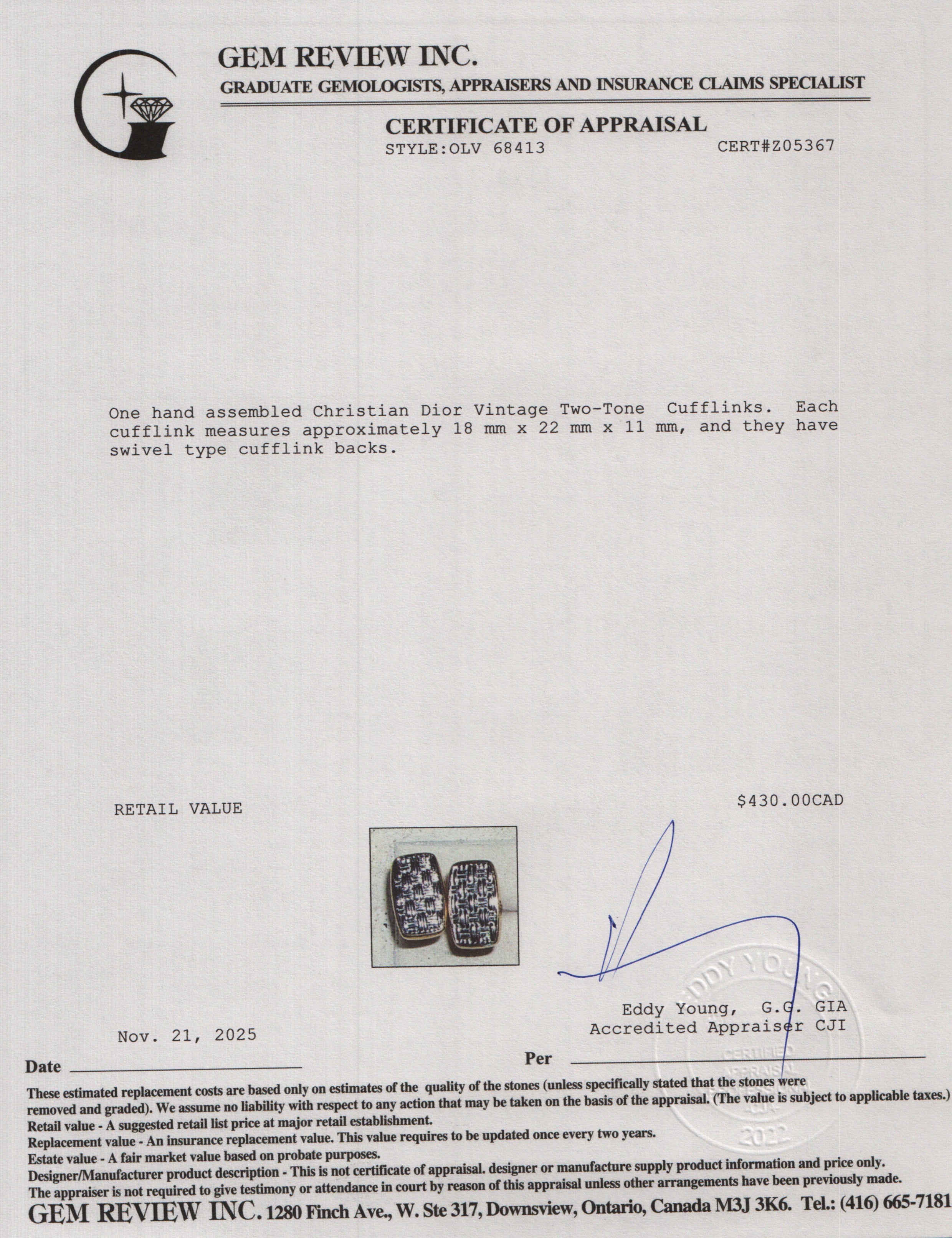 Christian Dior Vintage Two-Tone Cufflinks
