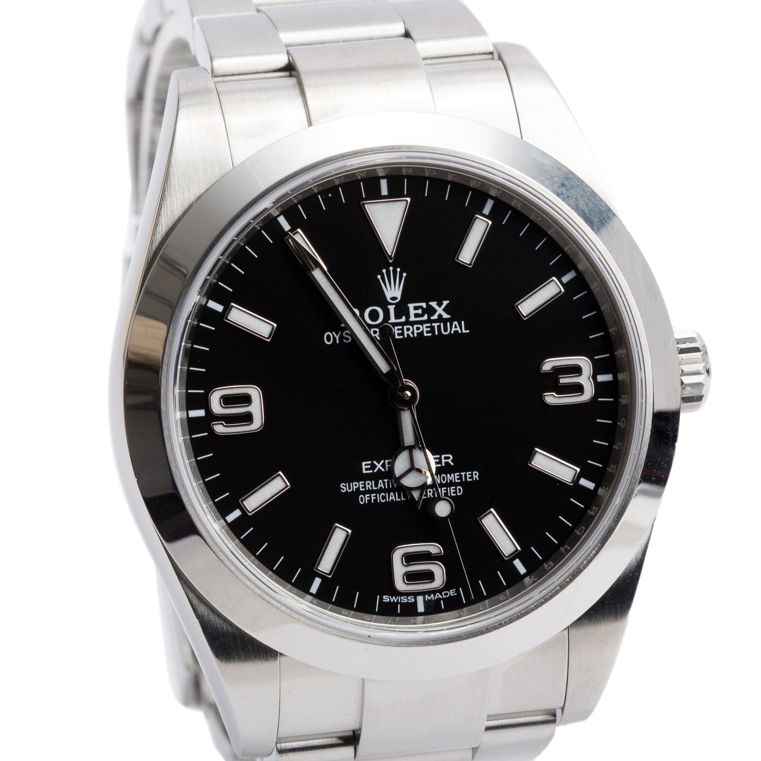 Rolex Stainless Steel Oyster Perpetual Explorer 39 MM Watch 214270 w/ Box & Papers
