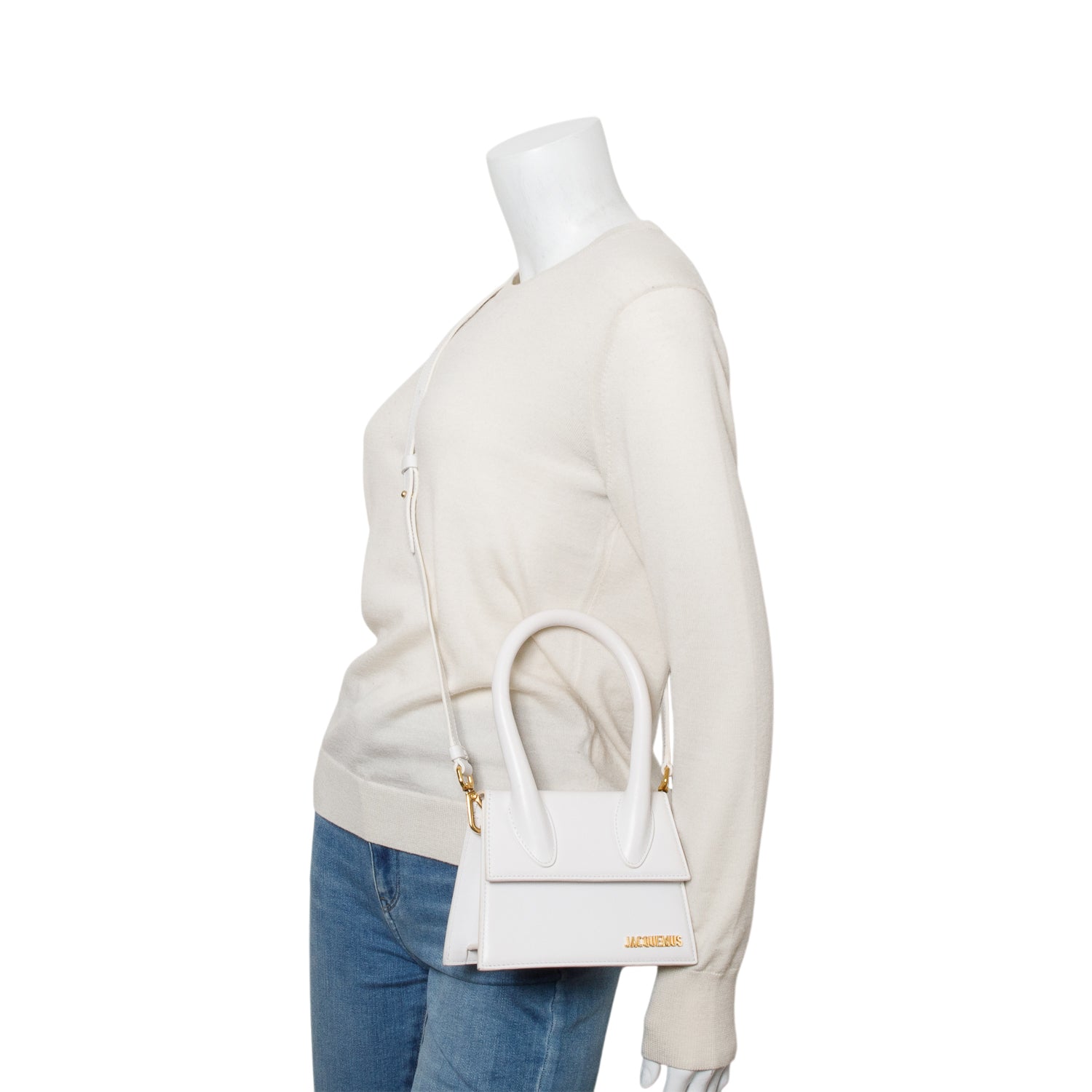 Jacquemus White Smooth Calfskin Le Chiquito Moyen w/ Strap