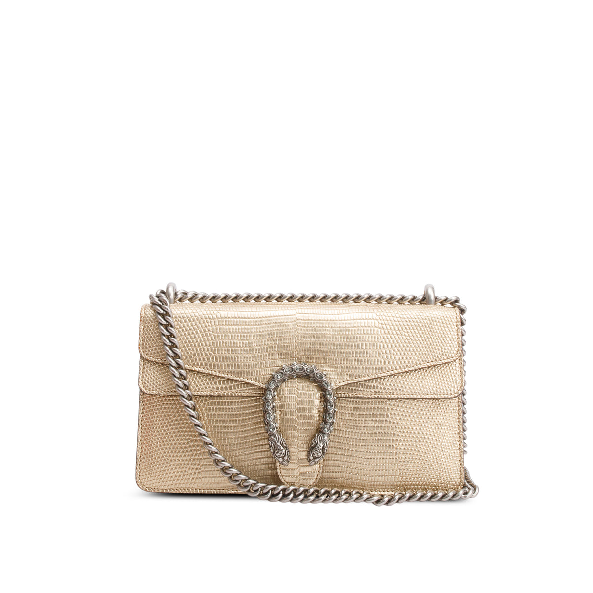 Gucci Gold Metallic Lizard Embossed Crystal Small Dionysus Shoulder Ba ...