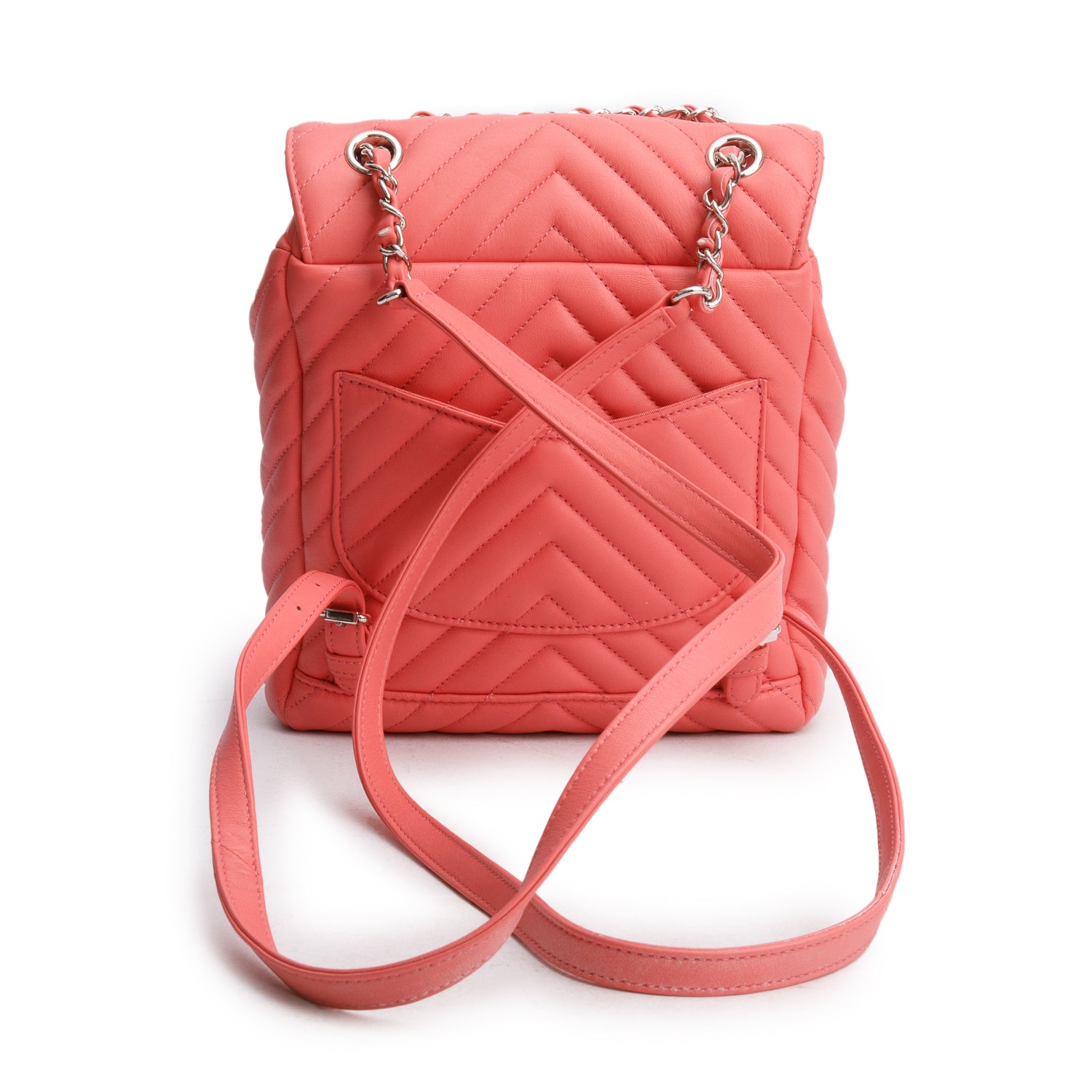 Chanel Pink Lambskin Chevron Quilted Small Urban Spirit Backpack