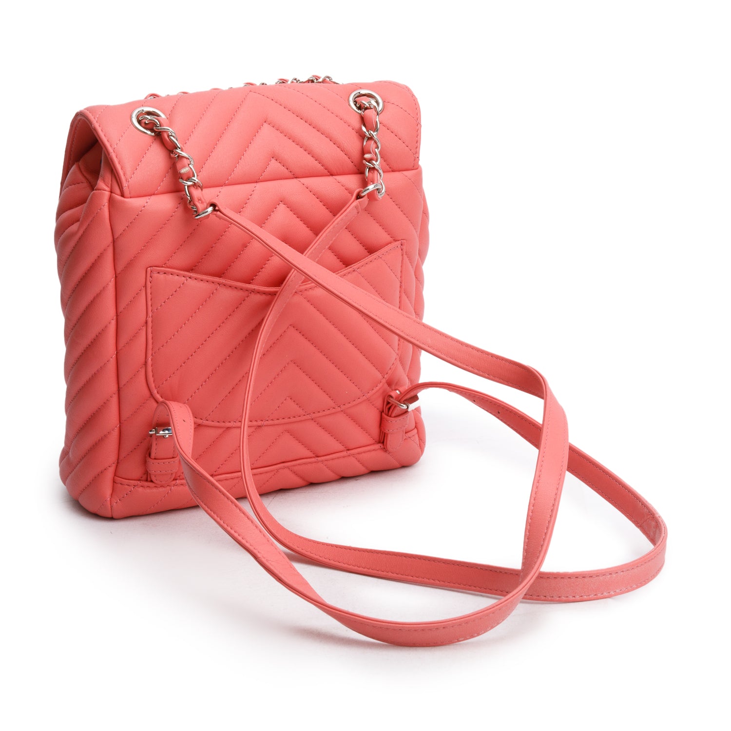 Chanel Pink Lambskin Chevron Quilted Small Urban Spirit Backpack