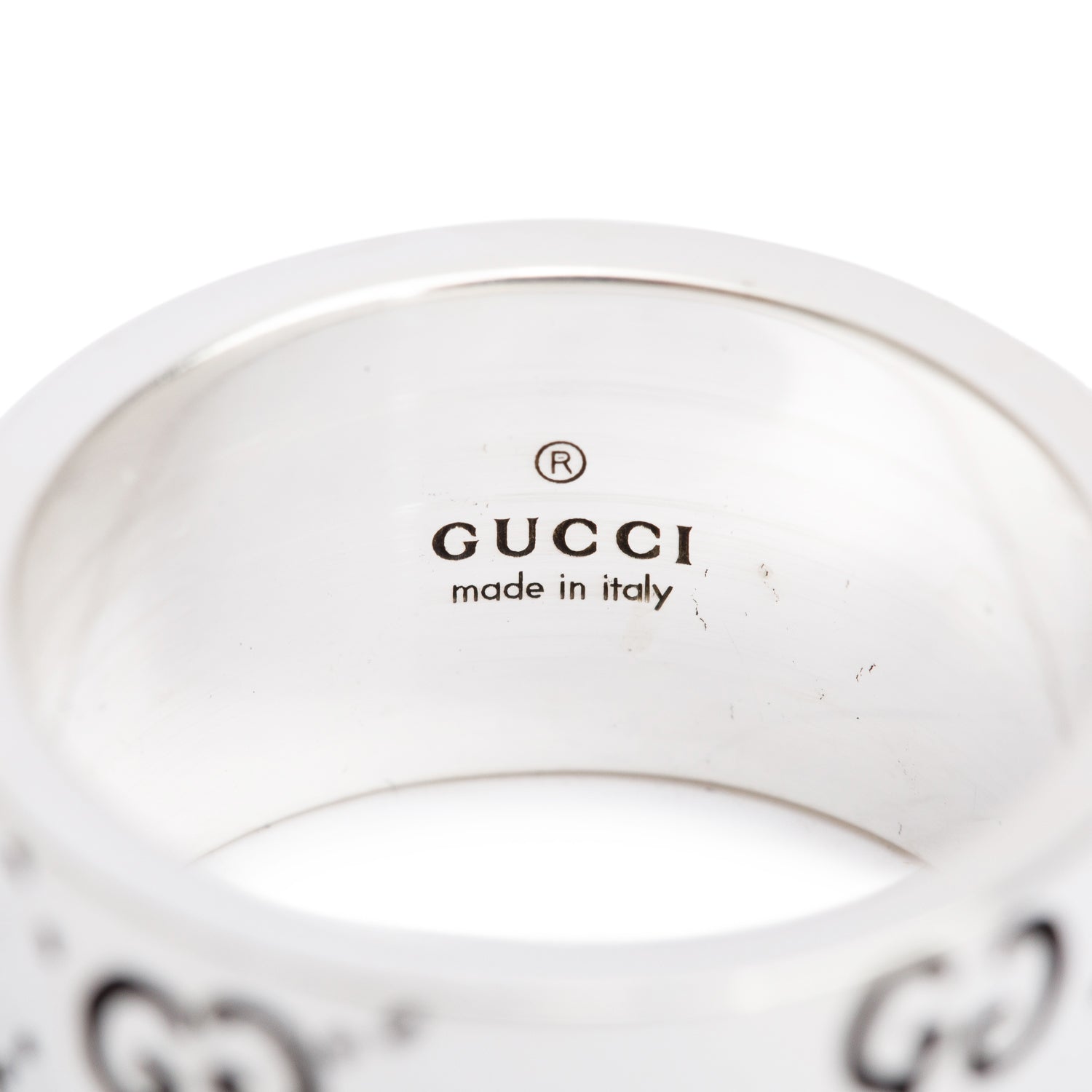 Gucci Sterling Silver Wide 11.5 MM Ghost Ring, Size 8.5