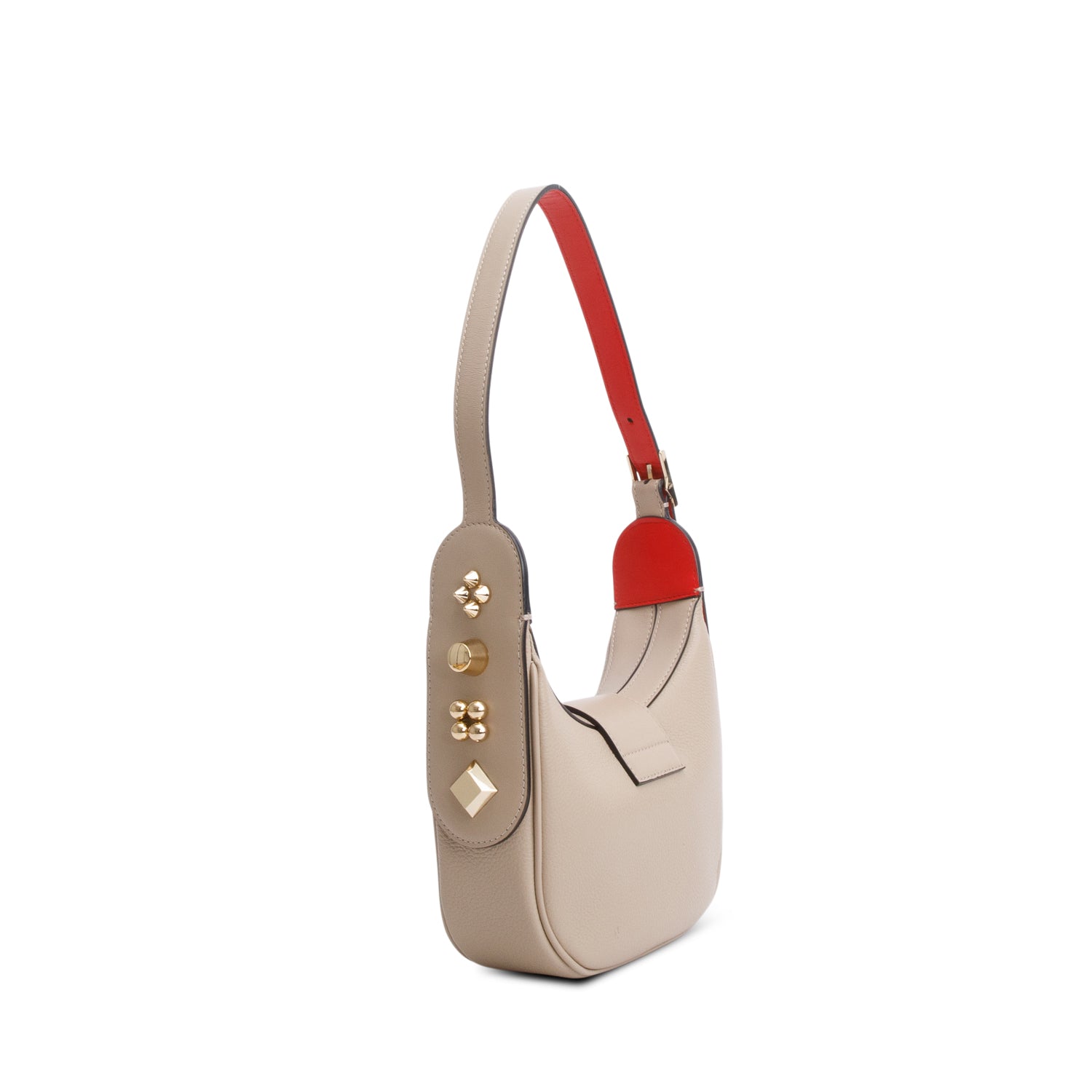 Christian Louboutin Beige Grainy Calfskin Carasky Mini Shoulder Bag