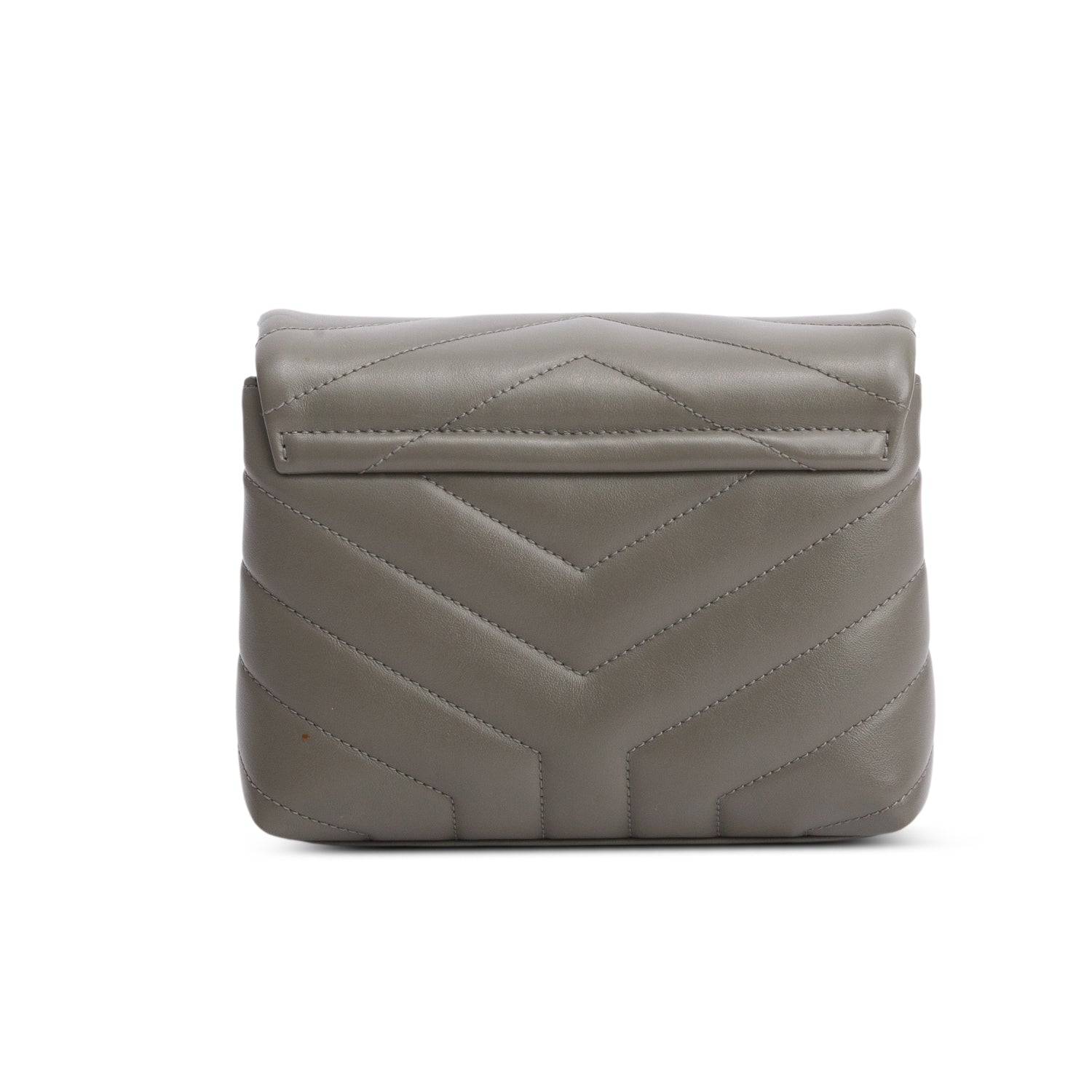 Saint Laurent 2021 Grey Calfskin Y Quilted Monogram Toy Loulou Crossbody Bag