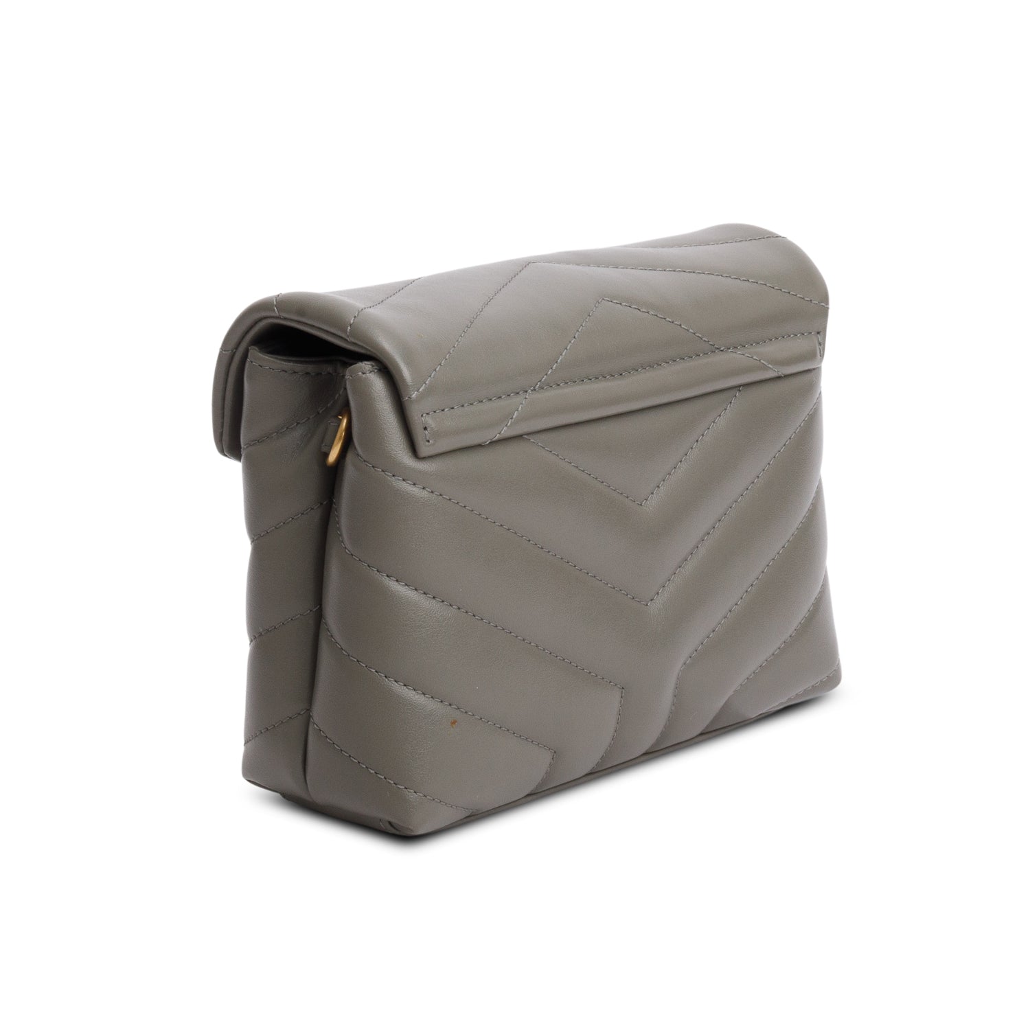 Saint Laurent 2021 Grey Calfskin Y Quilted Monogram Toy Loulou Crossbody Bag