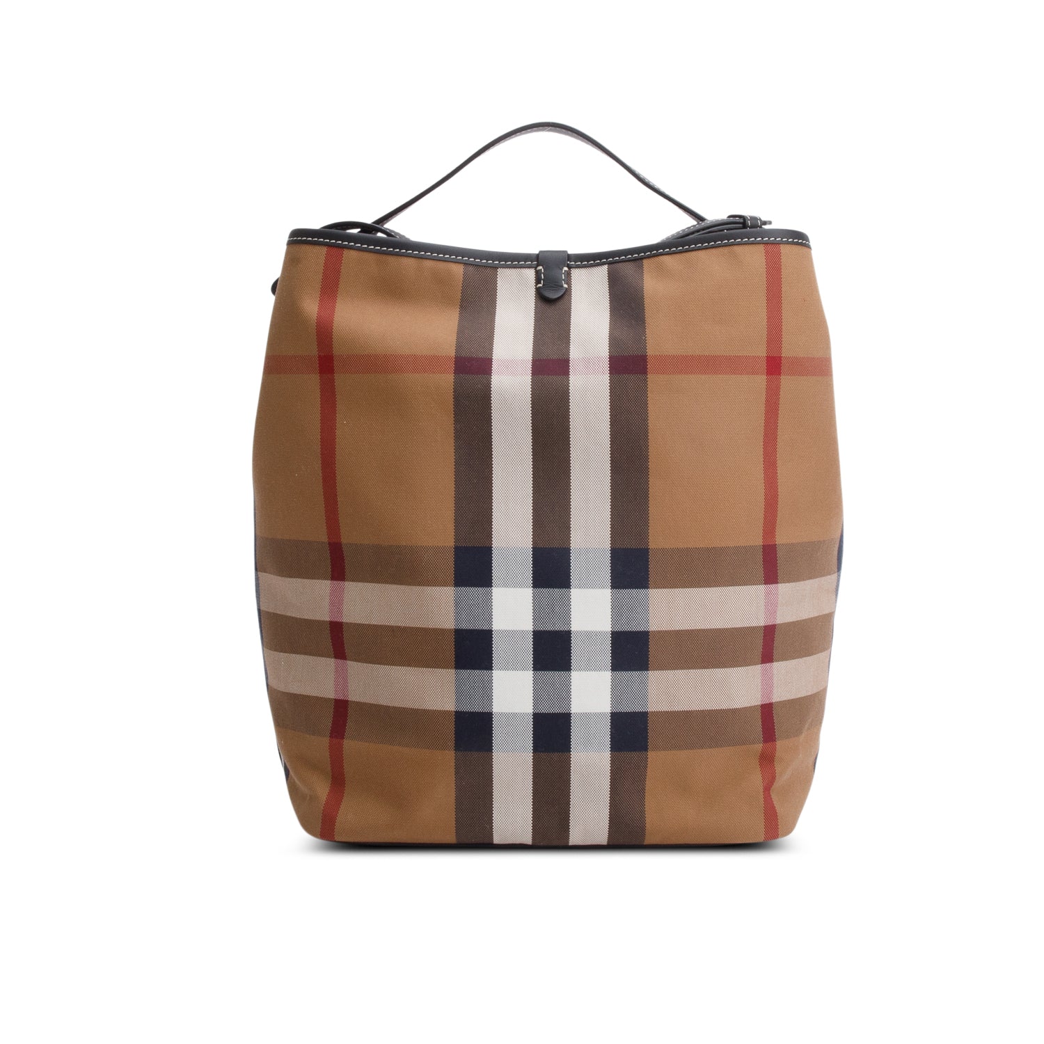 Burberry Brown Canvas Ashby Check Bucket Bag