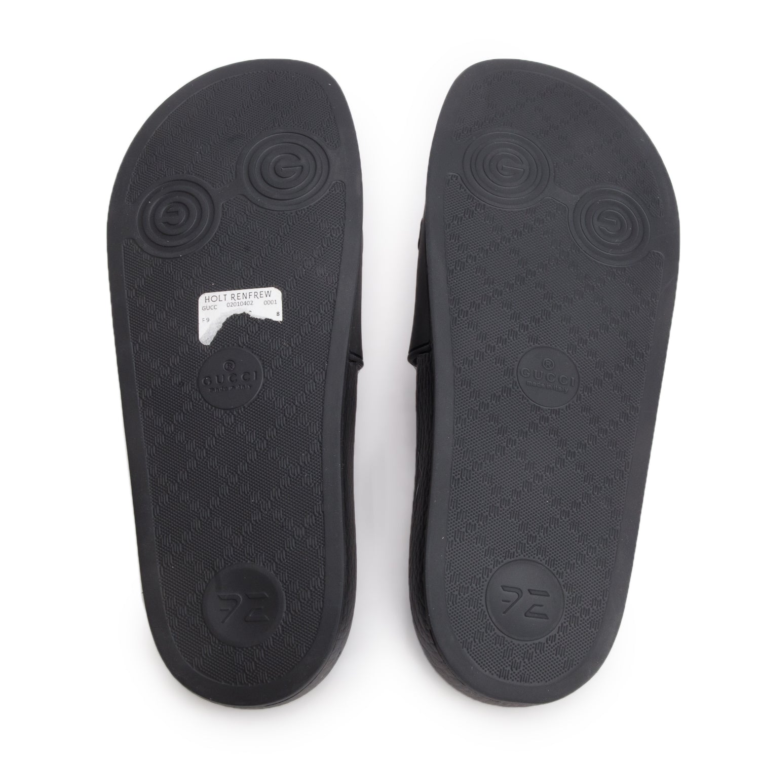 Gucci Black Interlocking G Logo Rubber Slides, Size 38 w/ Box