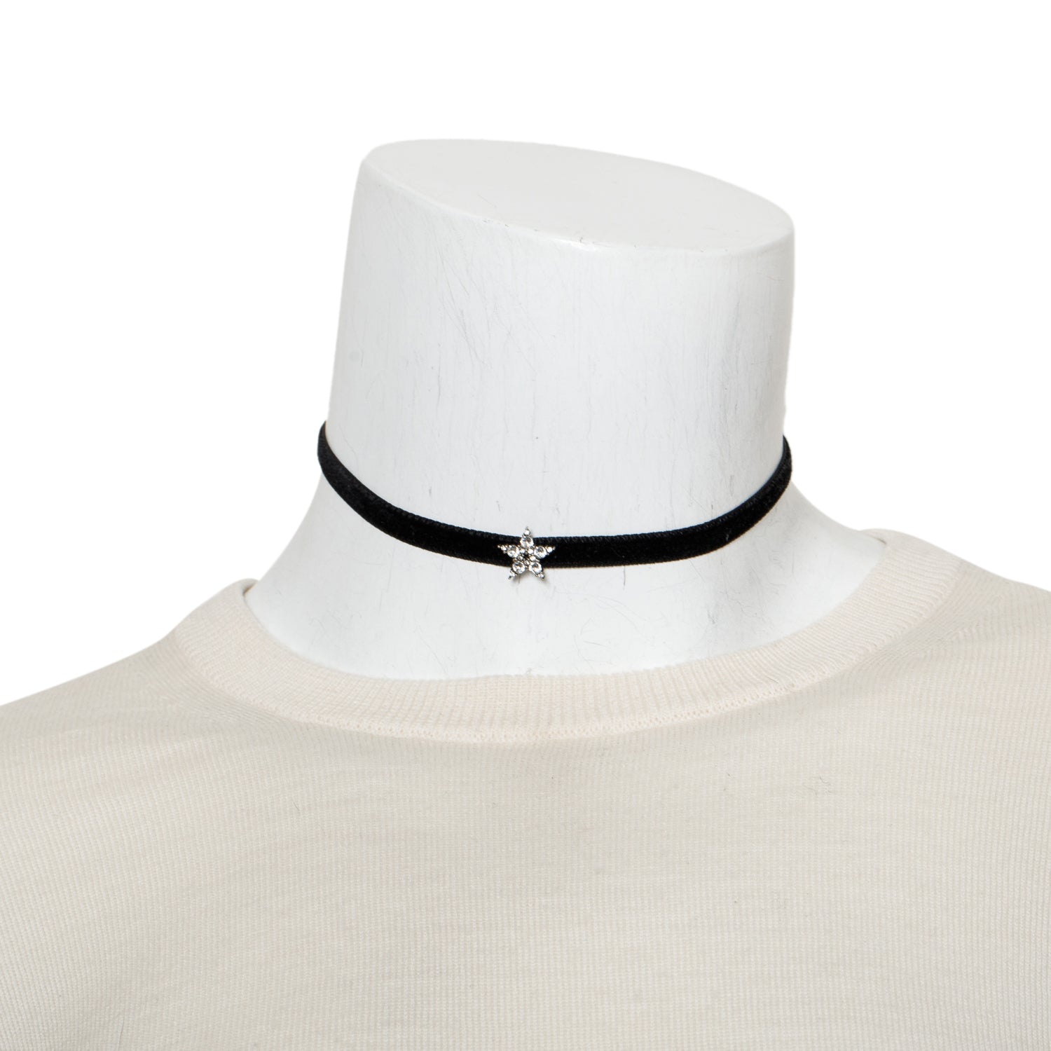 Christian Dior Silver Plated Crystal Star D Porte-Bonheur Choker Necklace