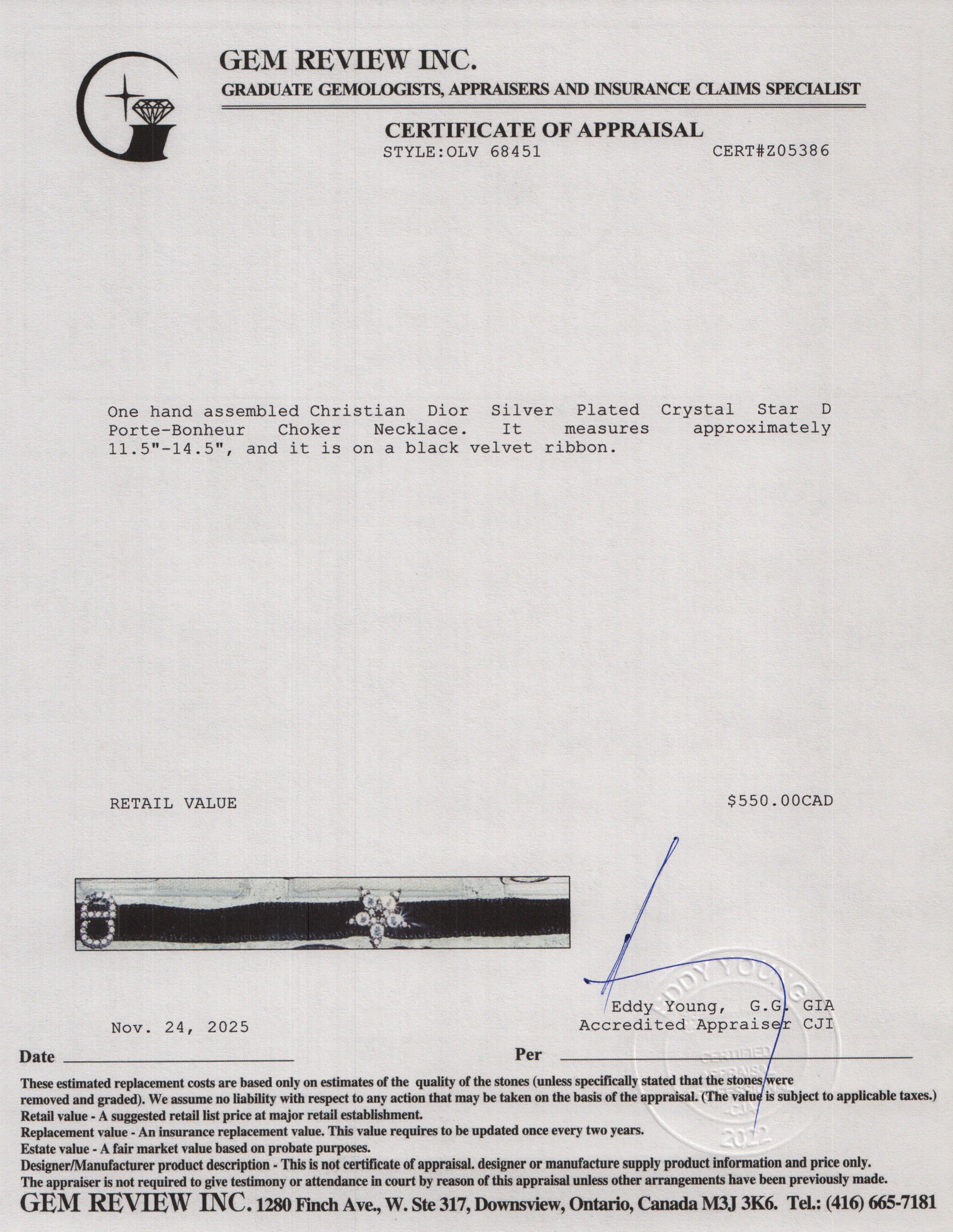 Christian Dior Silver Plated Crystal Star D Porte-Bonheur Choker Necklace