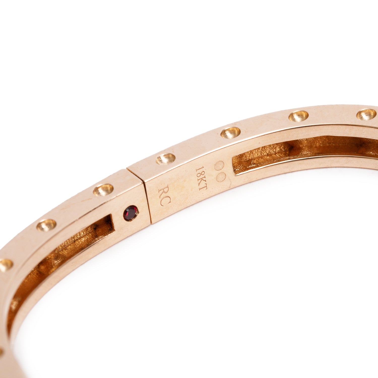 Roberto Coin 18k Rose Gold Diamond Pois Moi Single-Row Square Bangle Bracelet