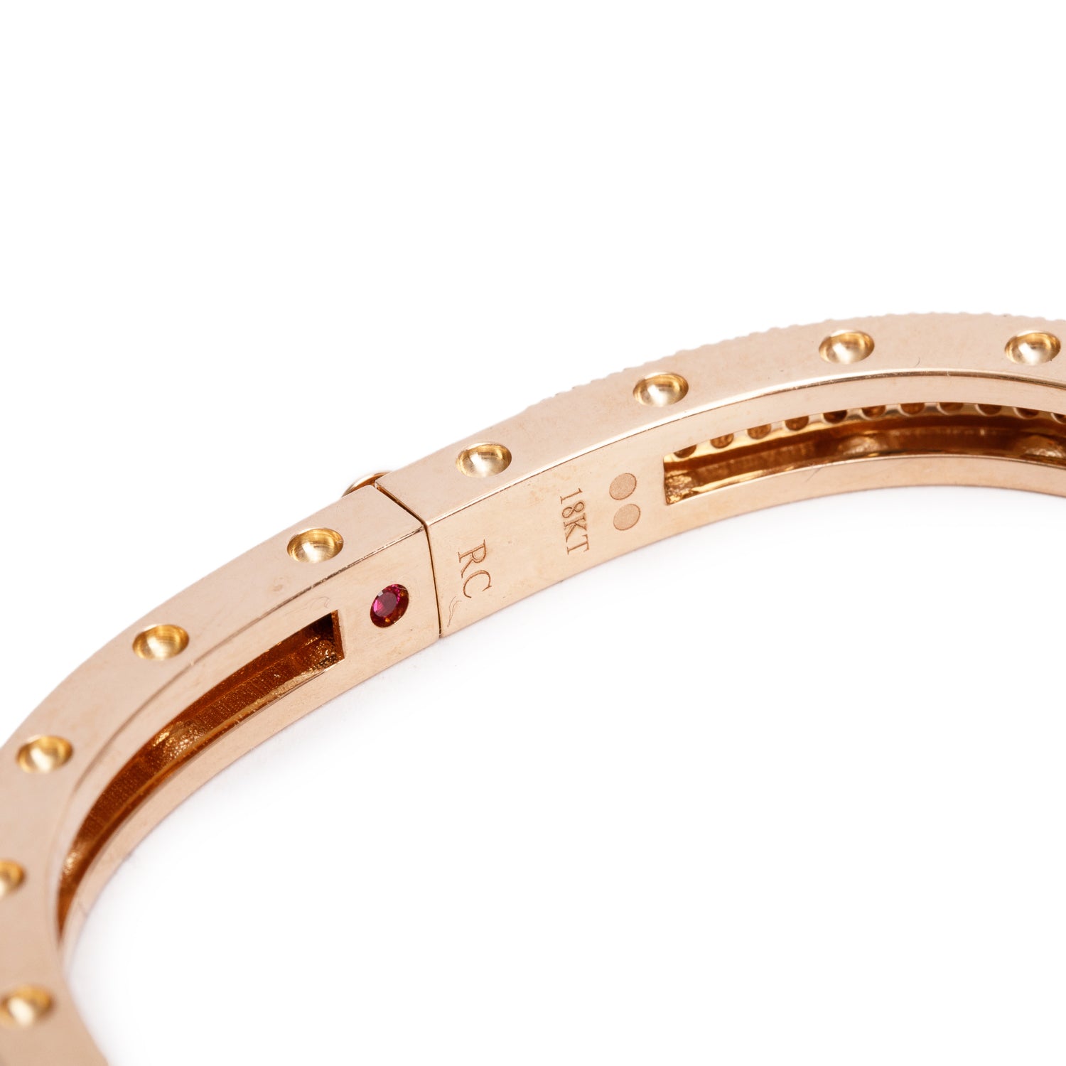 Roberto Coin 18k Rose Gold Pave Diamond Pois Moi Single-Row Square Bangle Bracelet