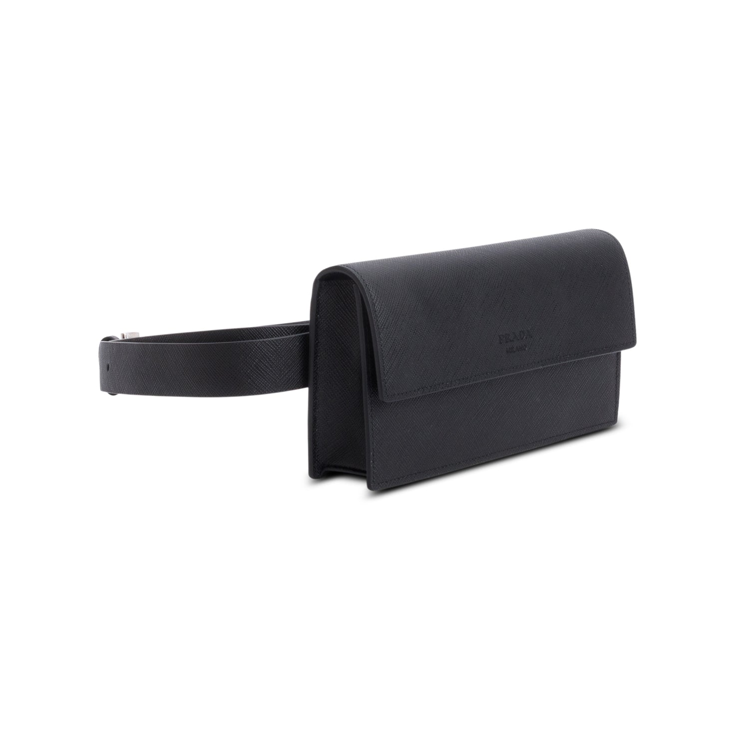Prada Black Saffiano Leather Pocket Belt Bag
