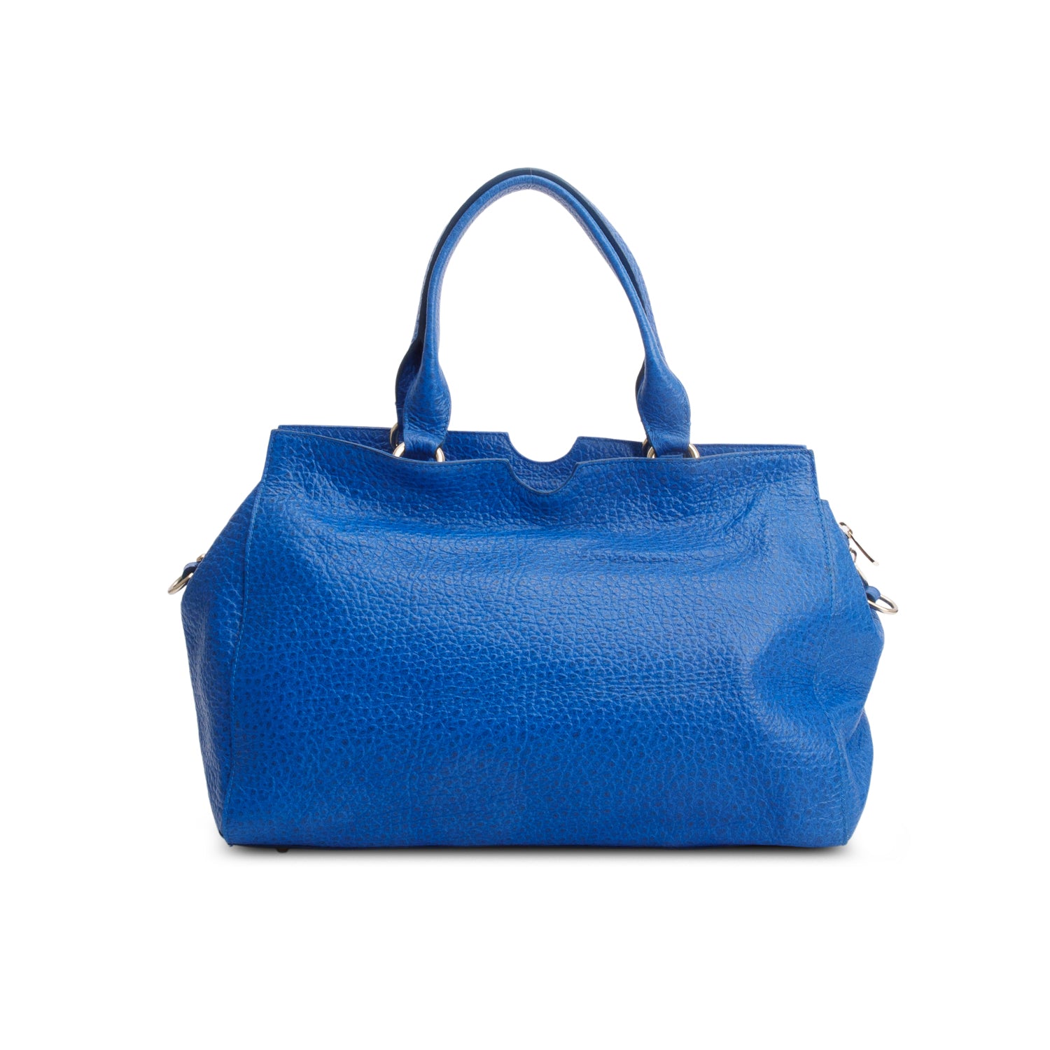Versace Blue Vitello Leather Stampa Bufalo Bag w/ Strap