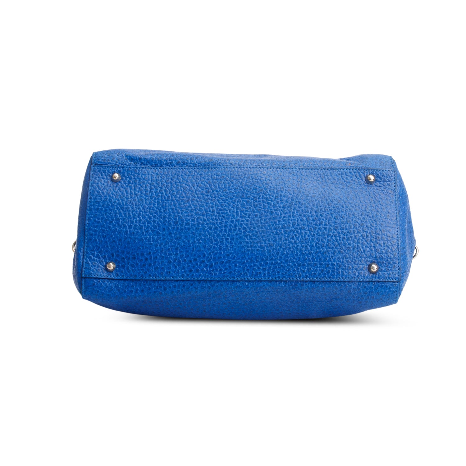 Versace Blue Vitello Leather Stampa Bufalo Bag w/ Strap
