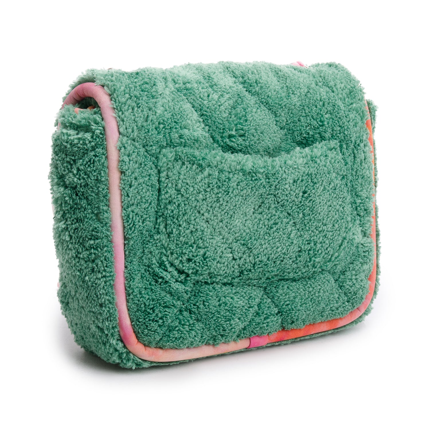 Chanel 2020 Green Quilted Terry Cloth Small Square Flap Bag