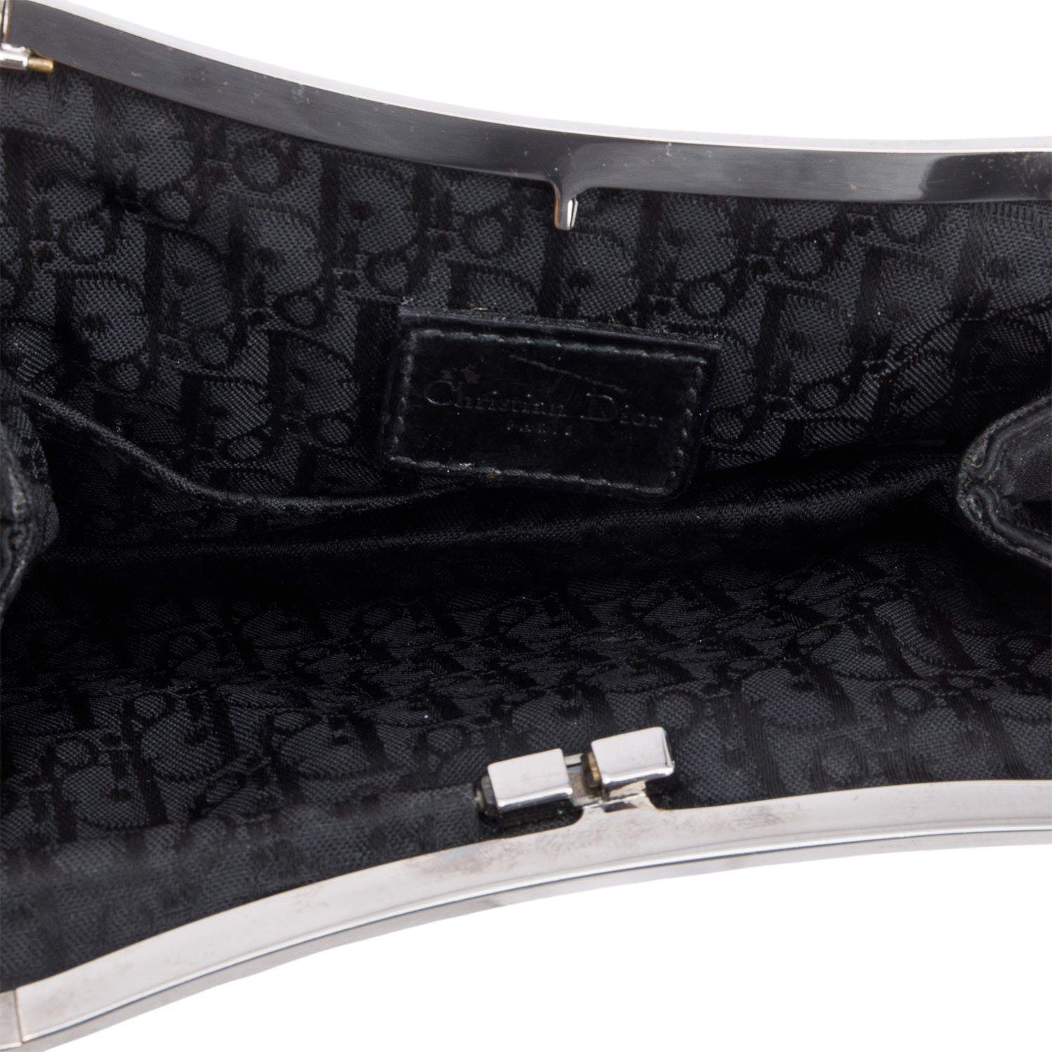 Christian Dior Black Satin Mini Saddle Frame Bag