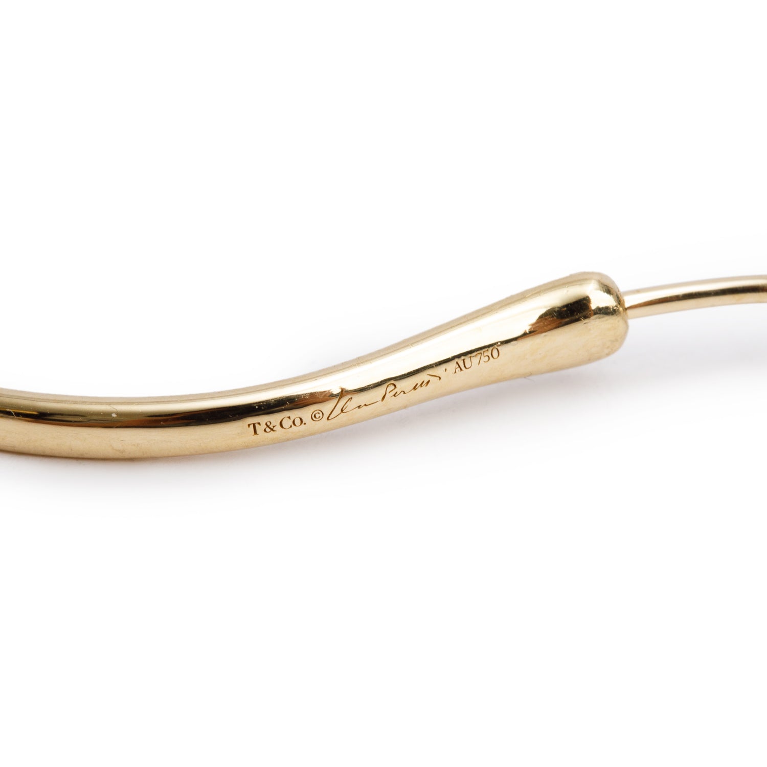 Tiffany & Co. Elsa Peretti 18k Yellow Gold Large Open Heart Hoop Earrings w/ Box