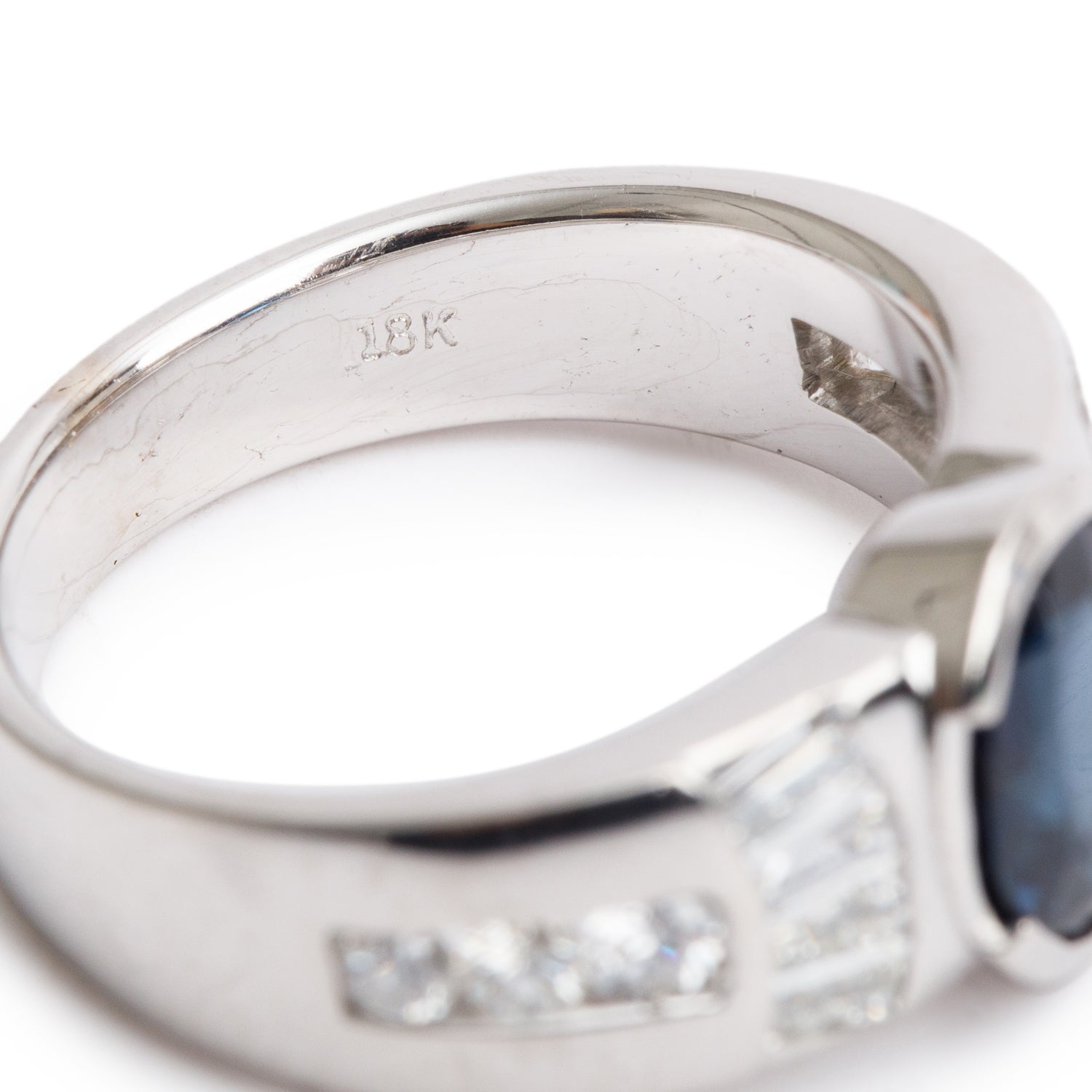 18k White Gold Sapphire & Diamond Ring, Size 6