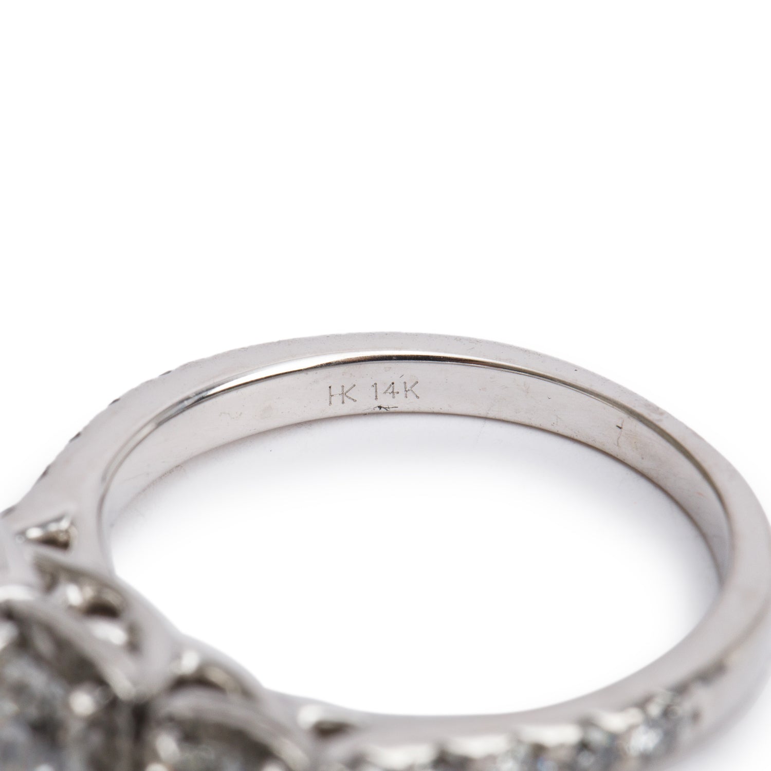 14k White Gold Diamond Cocktail Ring, Size 5