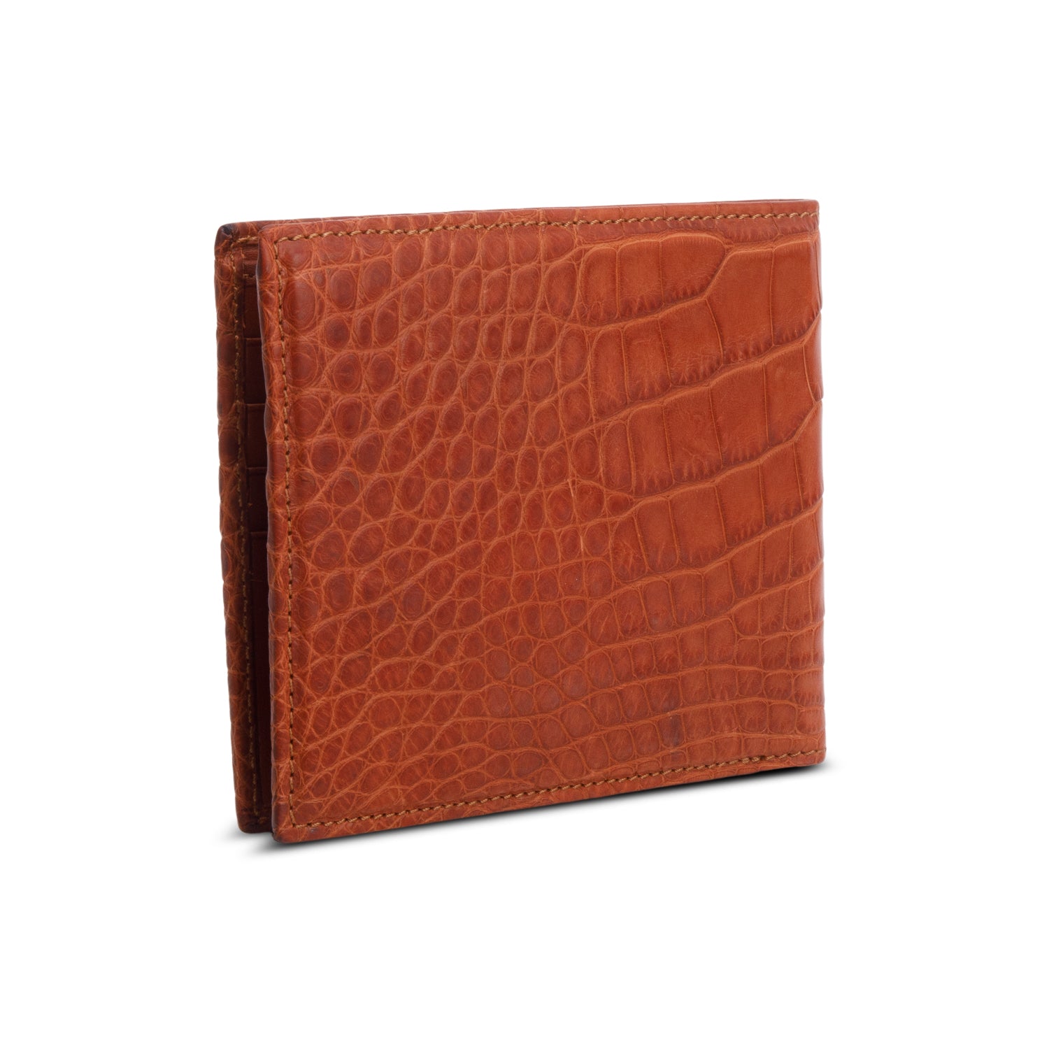 Burberry Brown Croc Embossed Slim Bifold Wallet