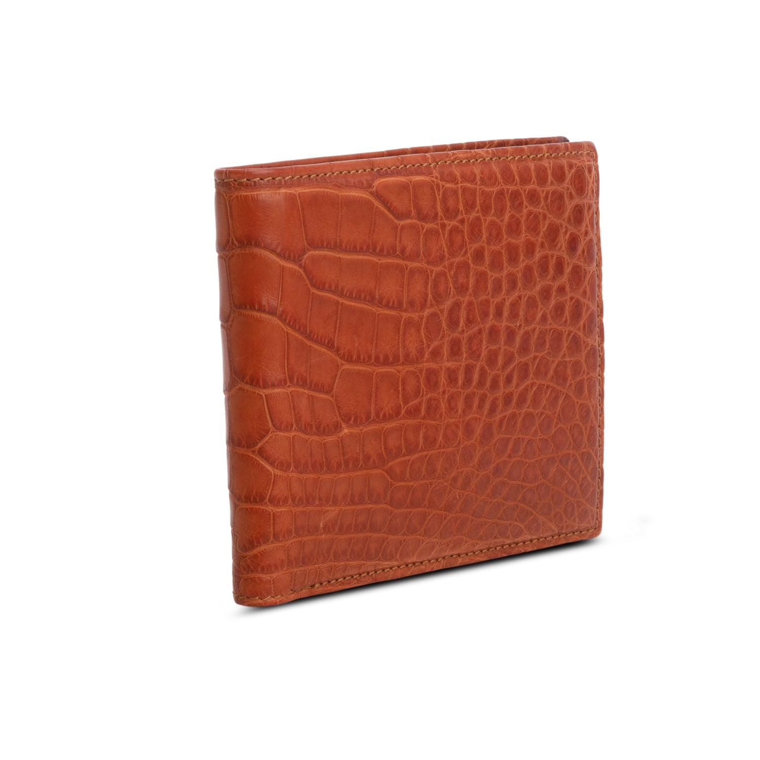 Burberry Brown Croc Embossed Slim Bifold Wallet