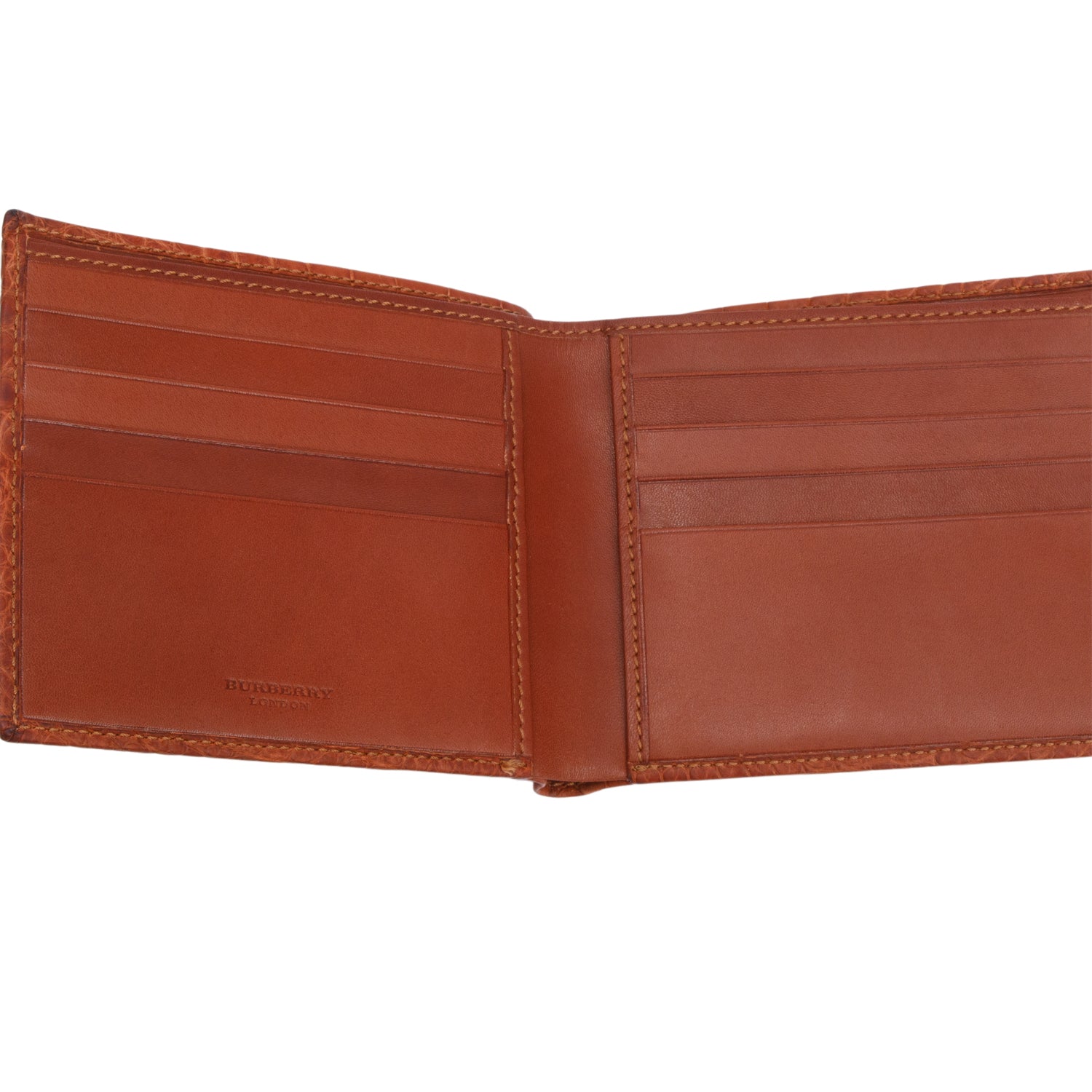 Burberry Brown Croc Embossed Slim Bifold Wallet