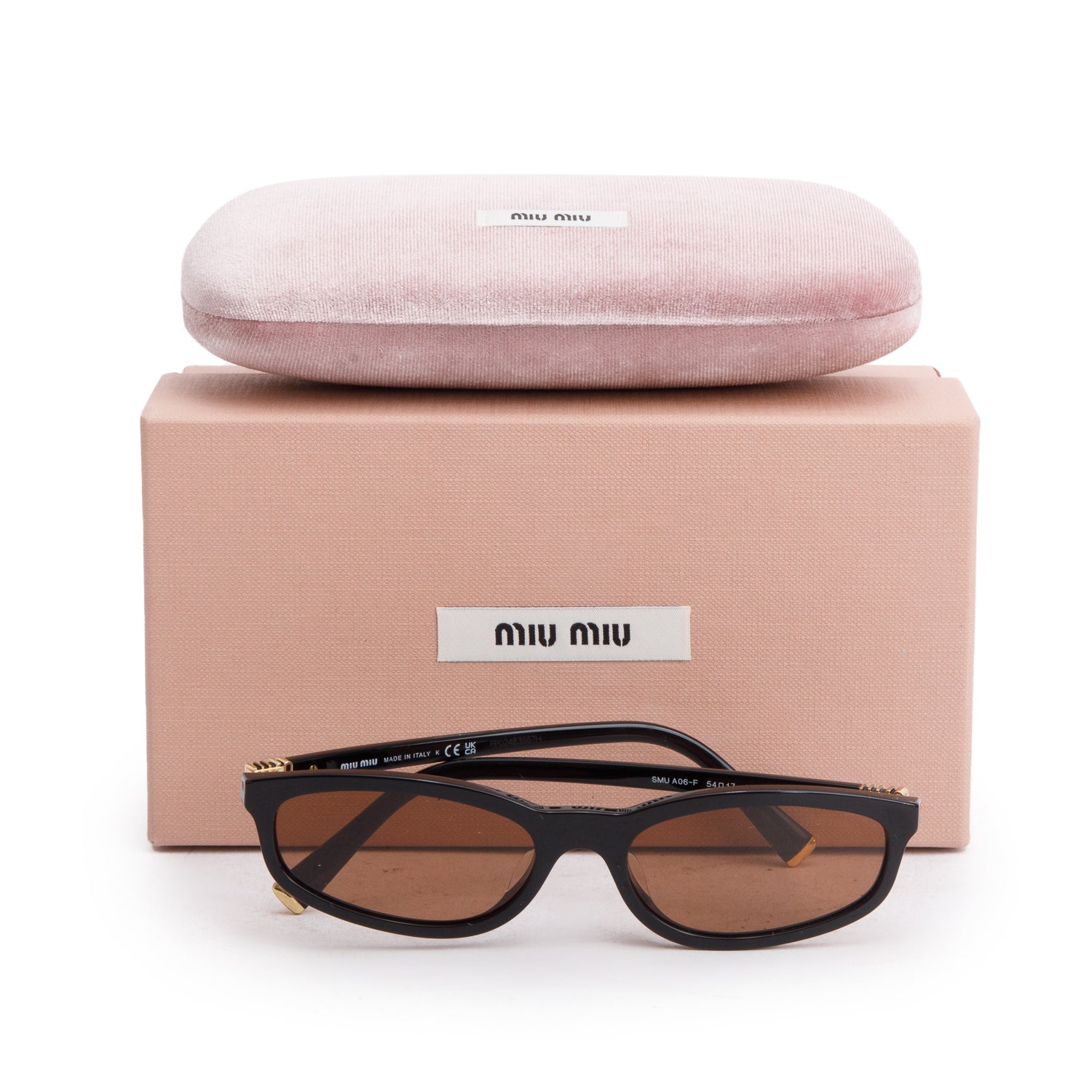 Miu Miu MUA06F Black Acetate Oval Sunglasses w/ Box & Case