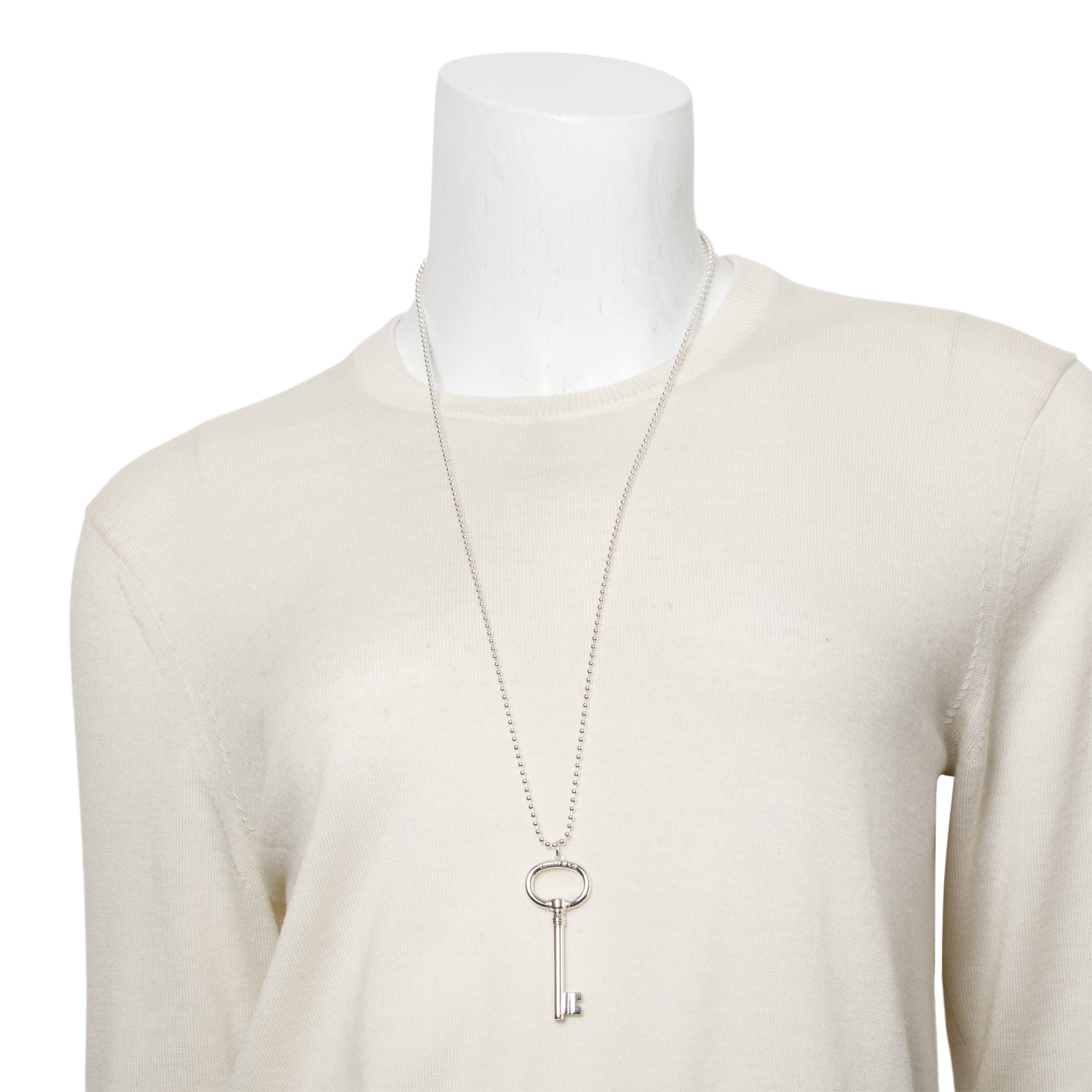 Tiffany & Co. Sterling Silver Large Oval Key Pendant Necklace