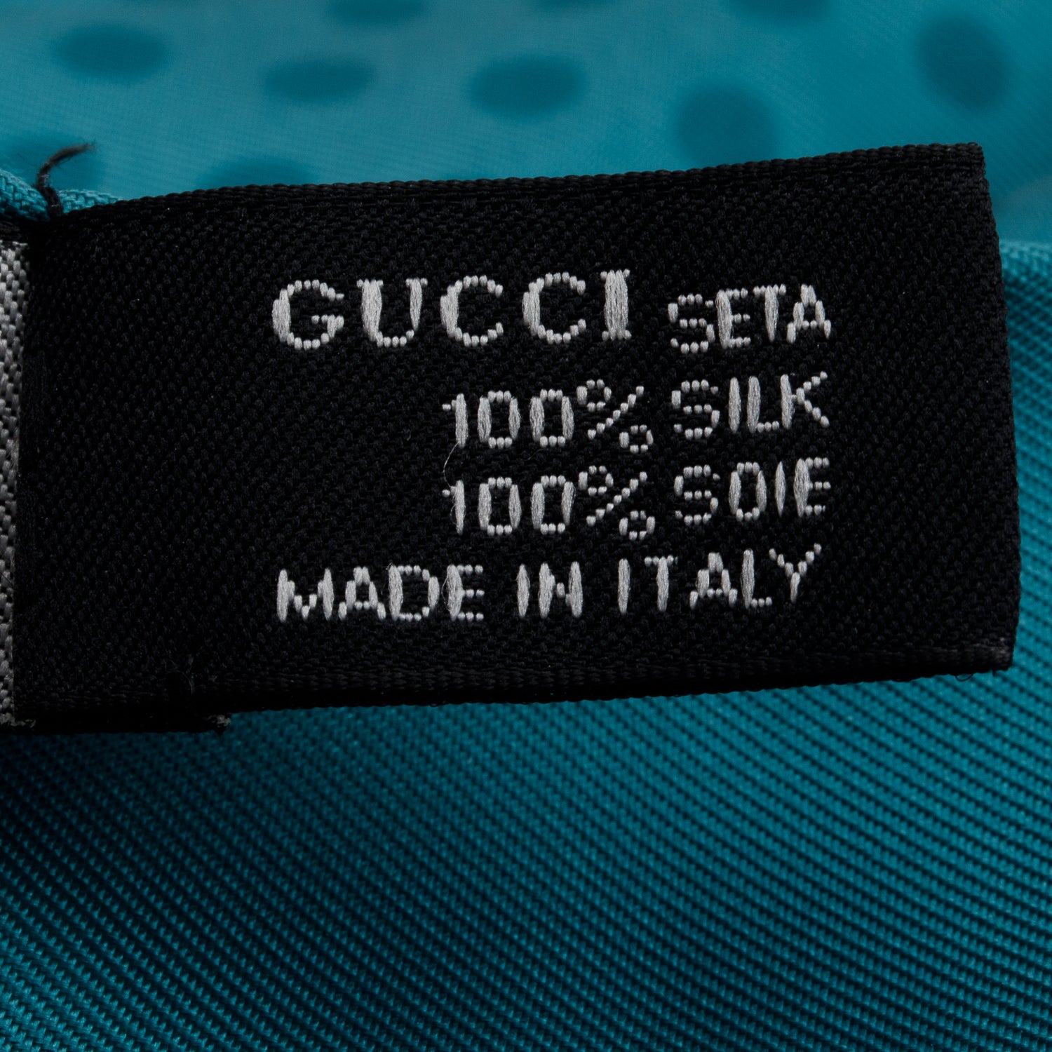 Gucci Teal Silk Polka Dot Print Scarf