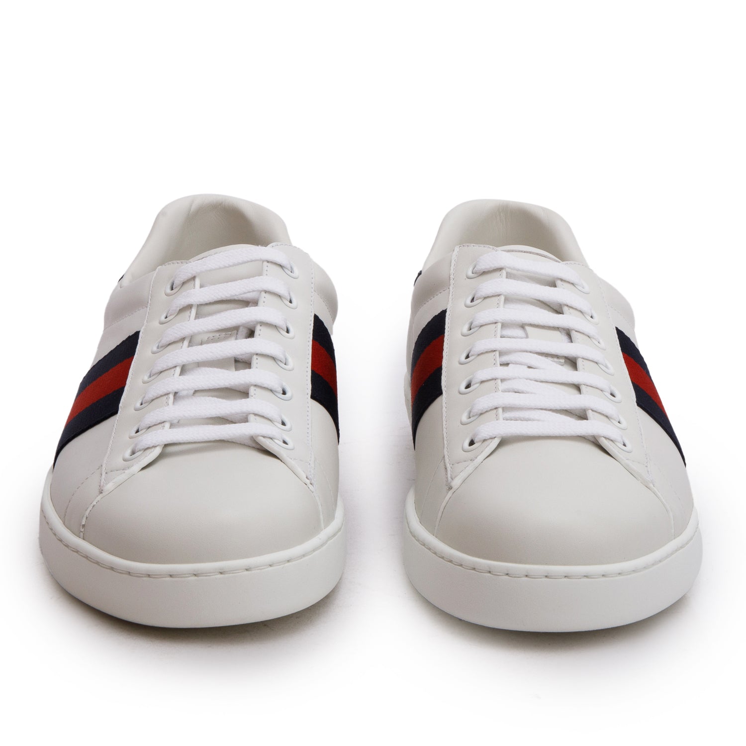 Gucci White Calfskin Ayers Web Ace Sneakers, Men's Size 9 w/ Box