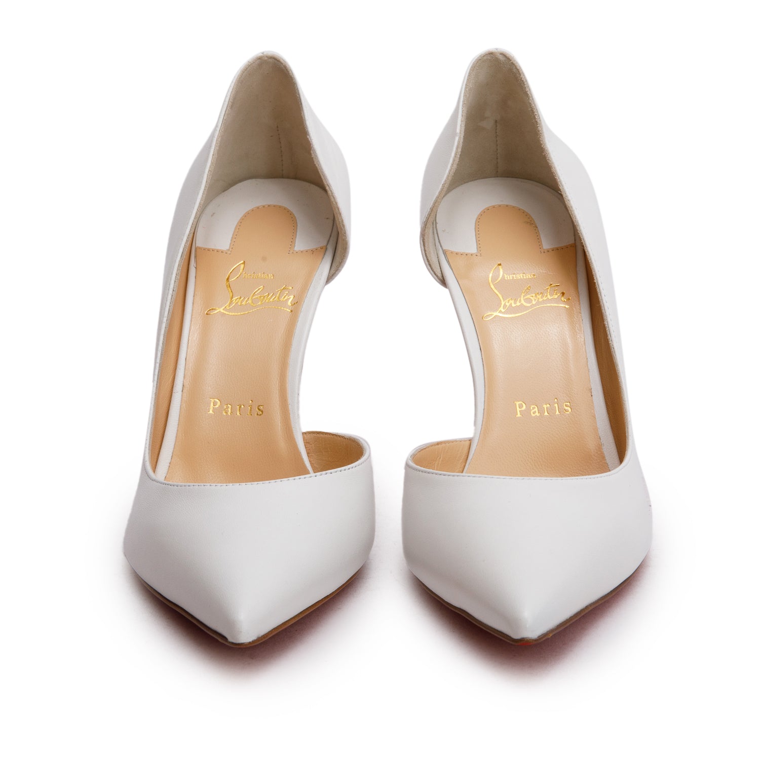 Christian Louboutin White Nappa Leather Iriza 85 Pumps, Size 39.5 w/ Box