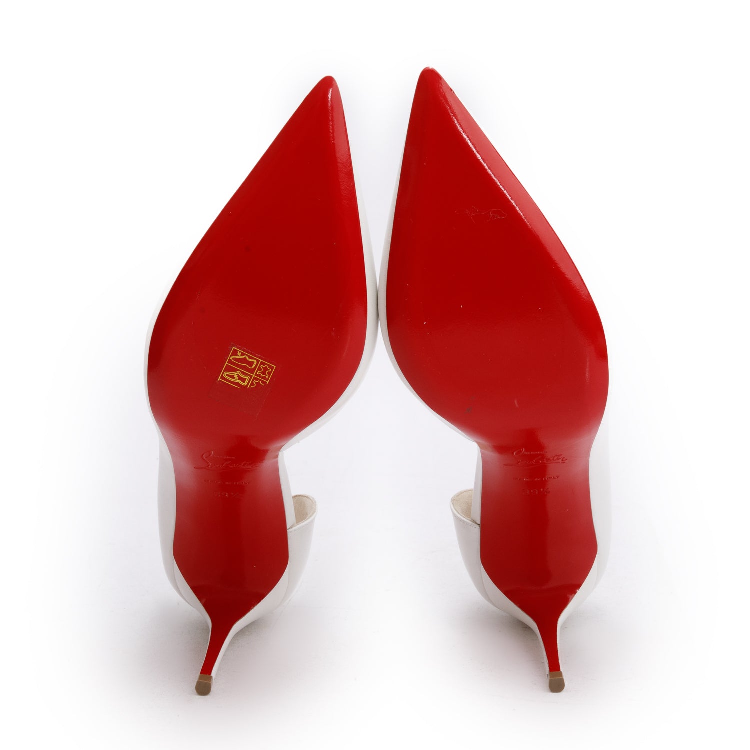 Christian Louboutin White Nappa Leather Iriza 85 Pumps, Size 39.5 w/ Box