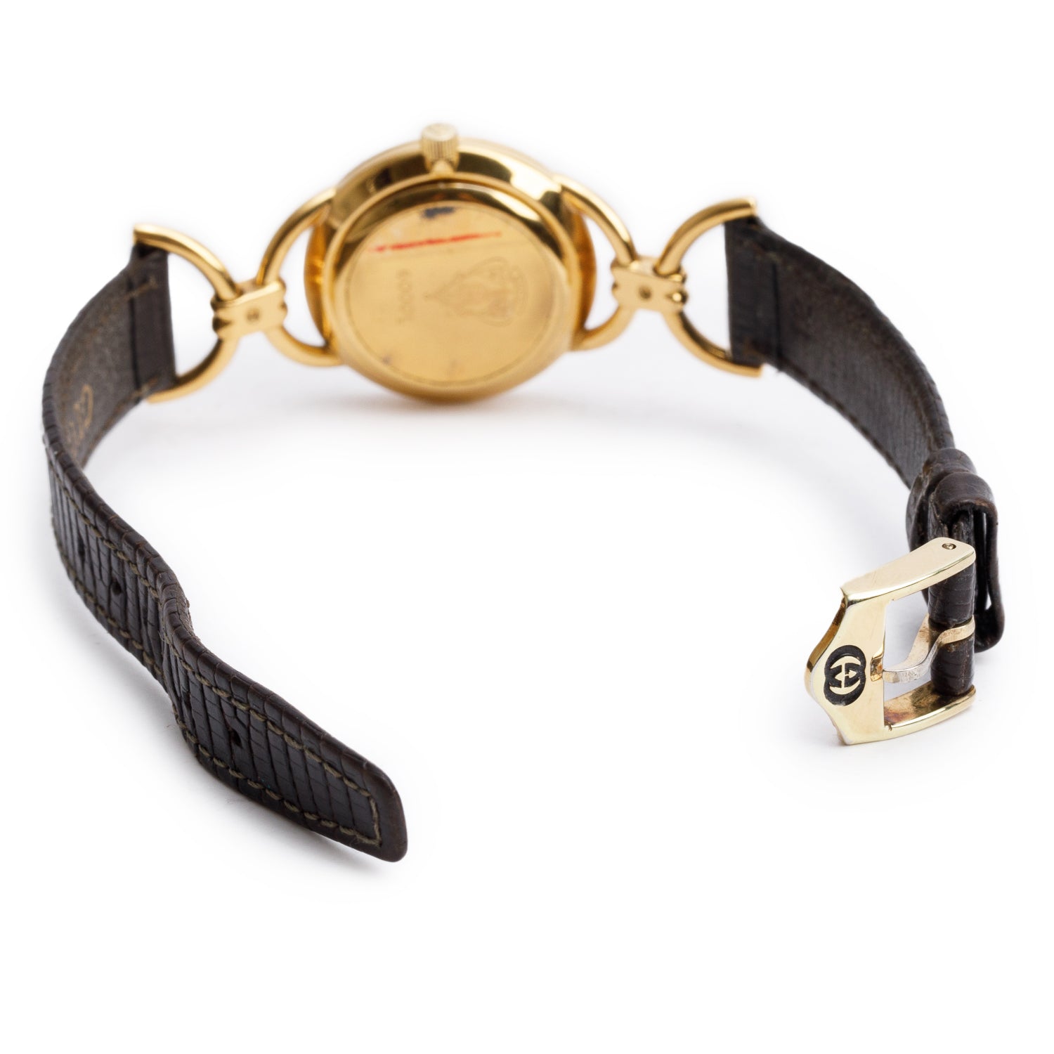 Gucci Gold-Plated Stainless Steel 6000 Series 23 MM Quartz Watch Green Red Web Dial