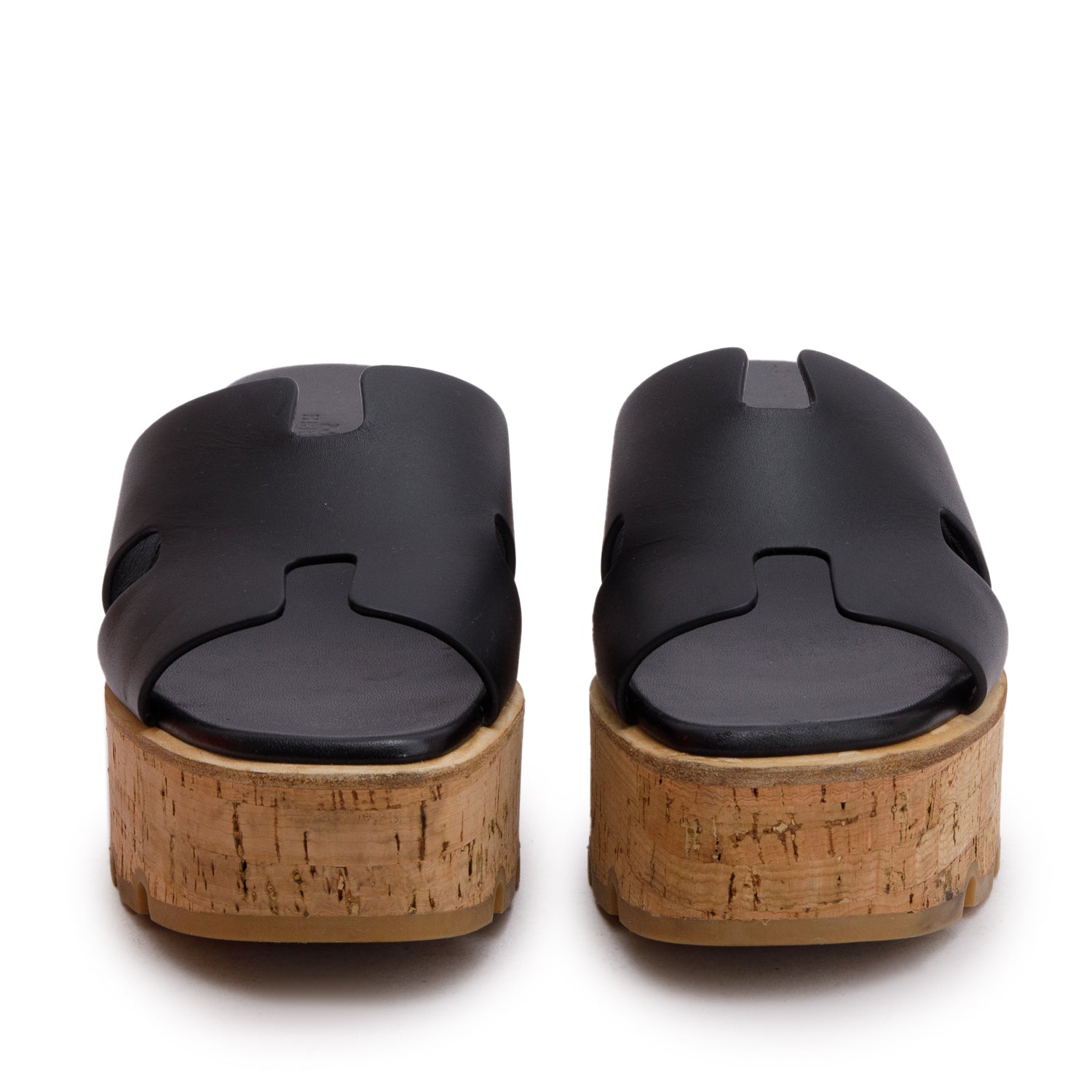 Hermes Black Noir Calfskin Leather Eze 30 Sandals, Size 39 w/ Box