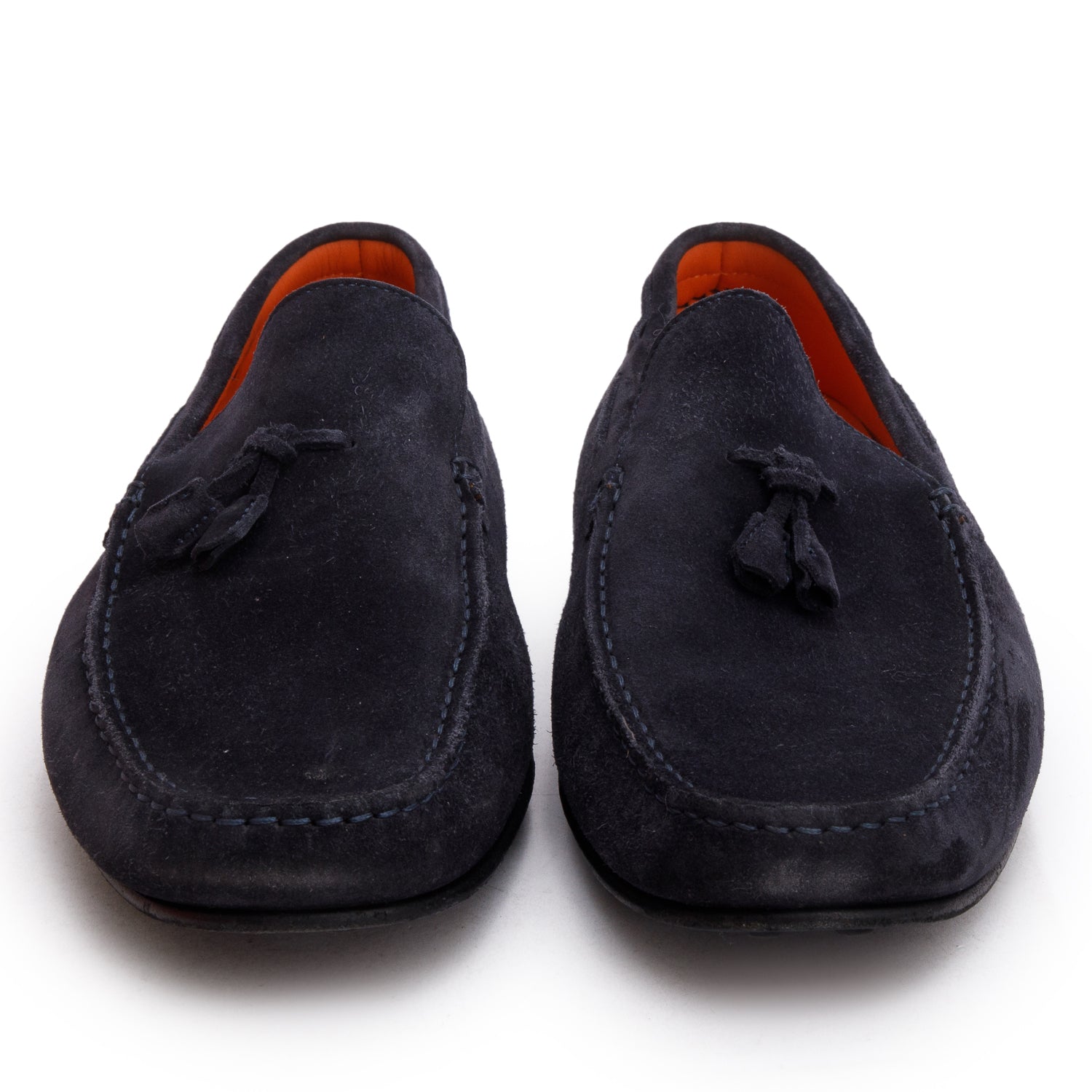 Hermes Navy Suede Leonard Mocassins Loafer, Size 44 w/ Box