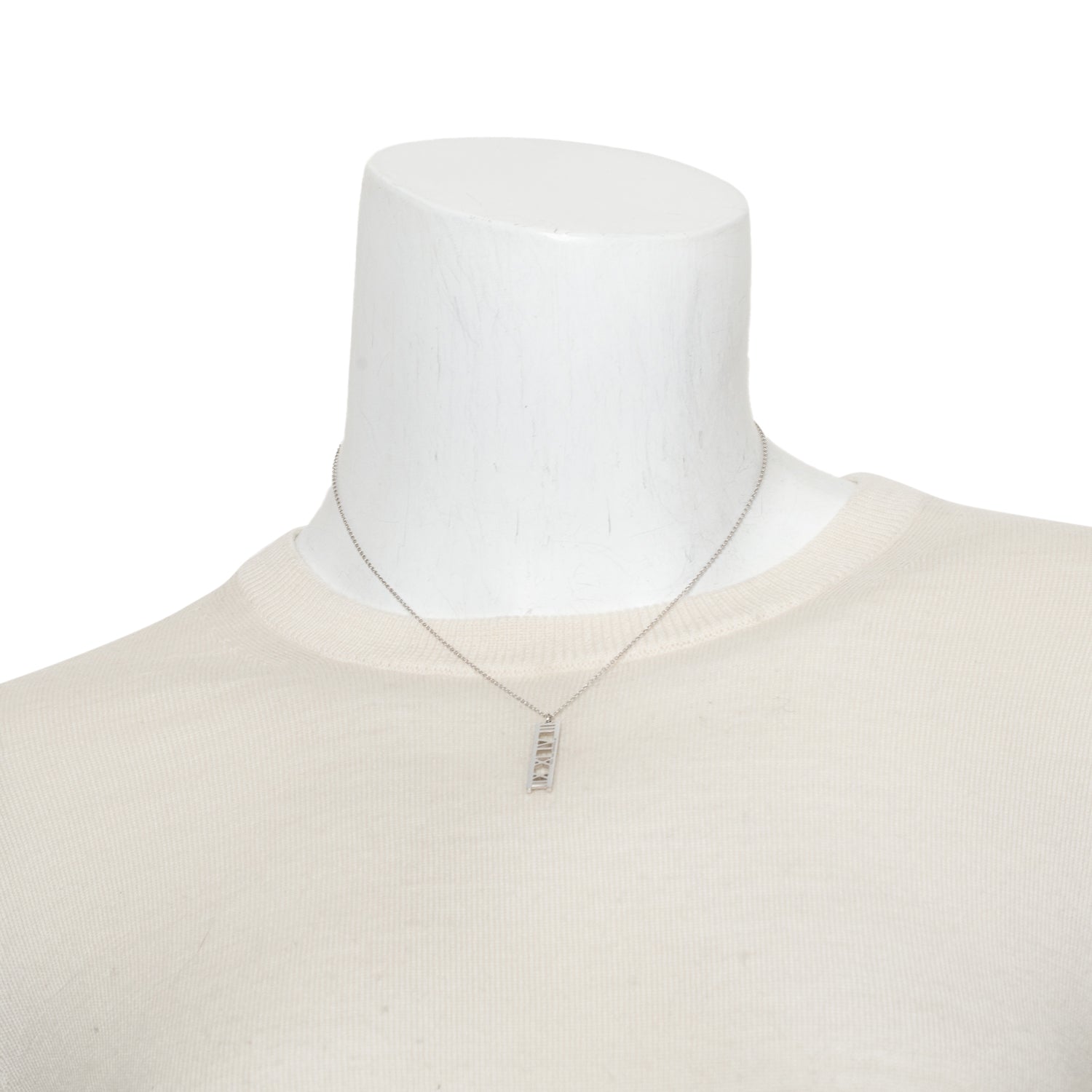 Tiffany & Co. 18k White Gold Atlas Bar Pendant Necklace w/ Box