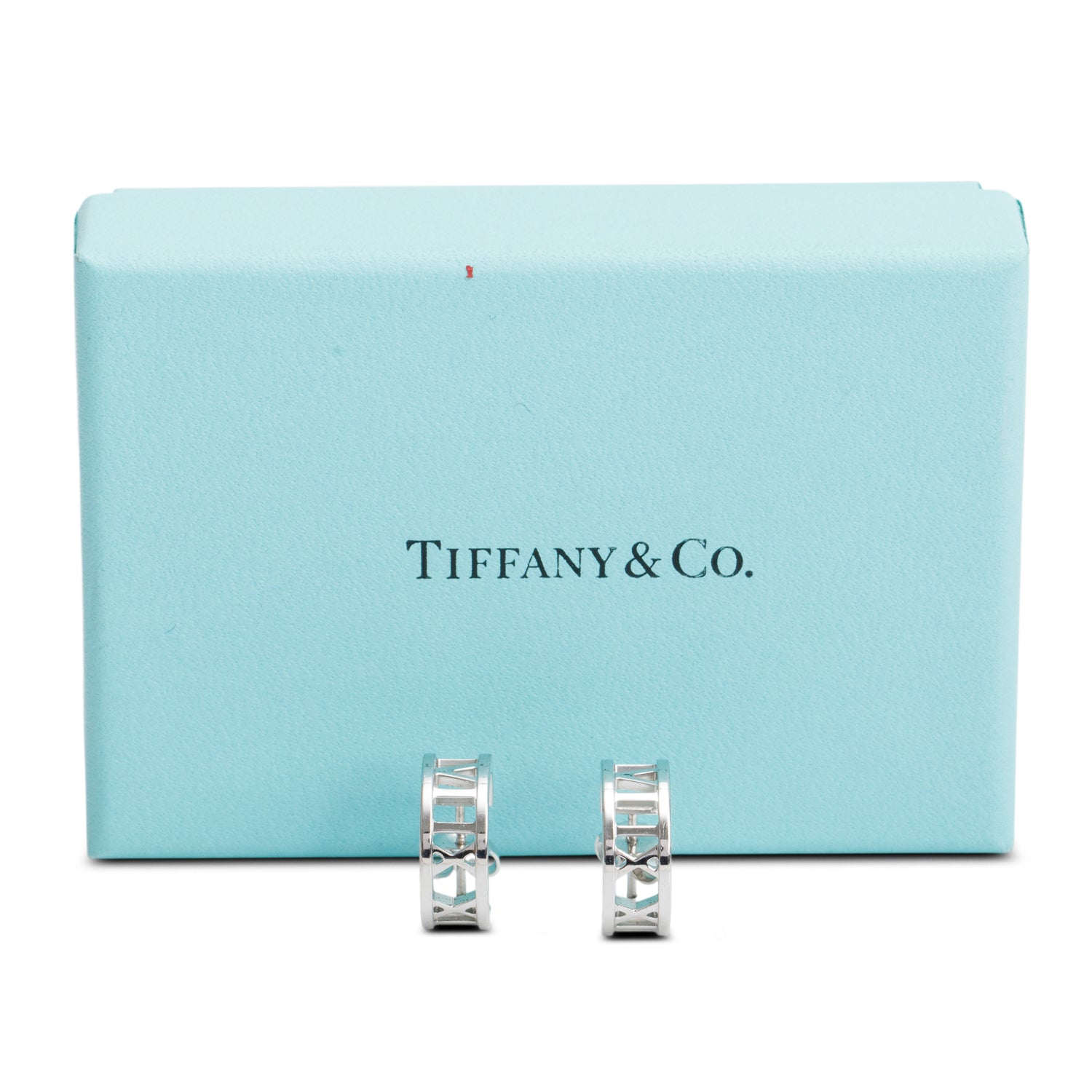 Tiffany & Co. 18k White Gold Atlas Hoop Earrings w/ Box