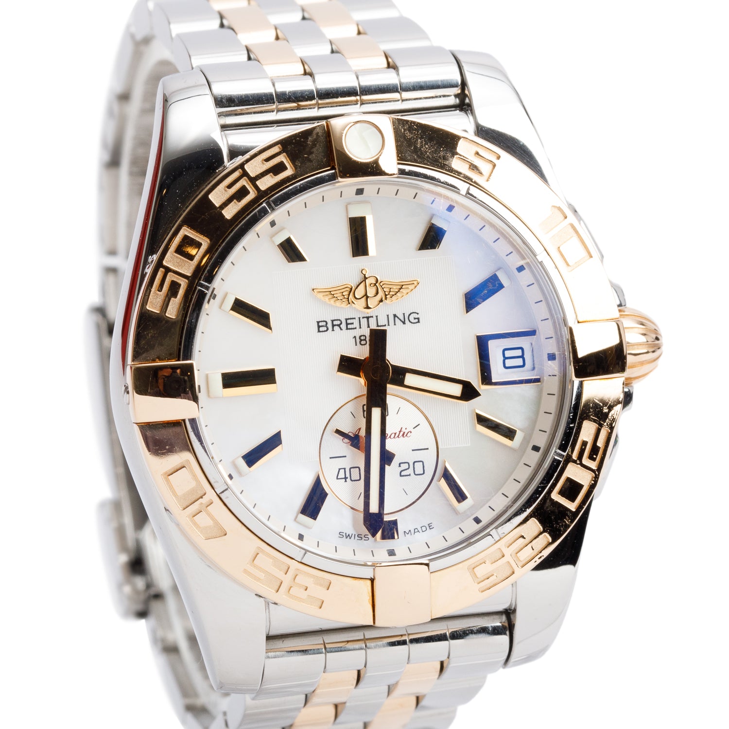 Breitling Stainless Steel & 18k Rose Gold Galactic 36 MM Automatic Watch Mother of Pearl Dial C37330 w/ Box & Papers