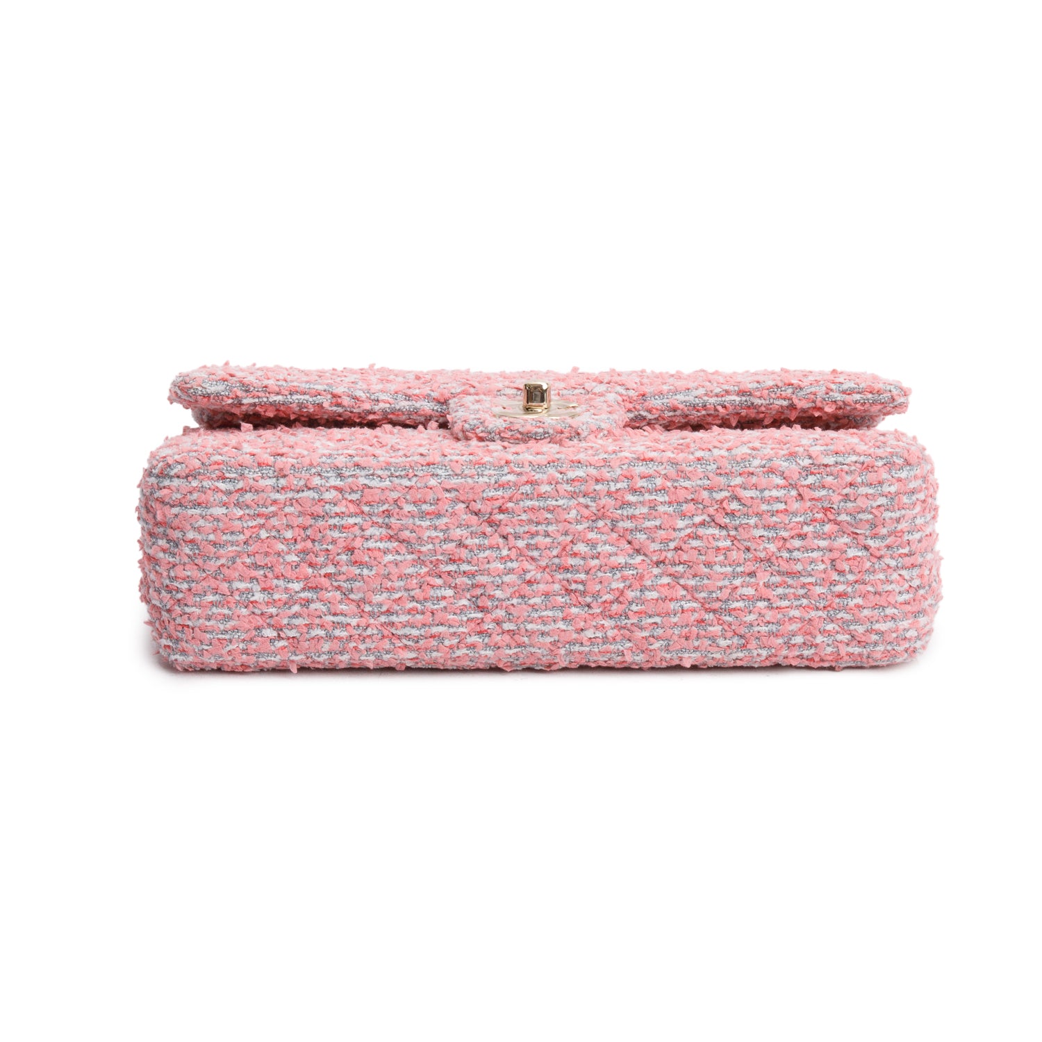 Chanel 2020 Pink Tweed Quilted Medium Double Flap Bag w/ Authenticity Card